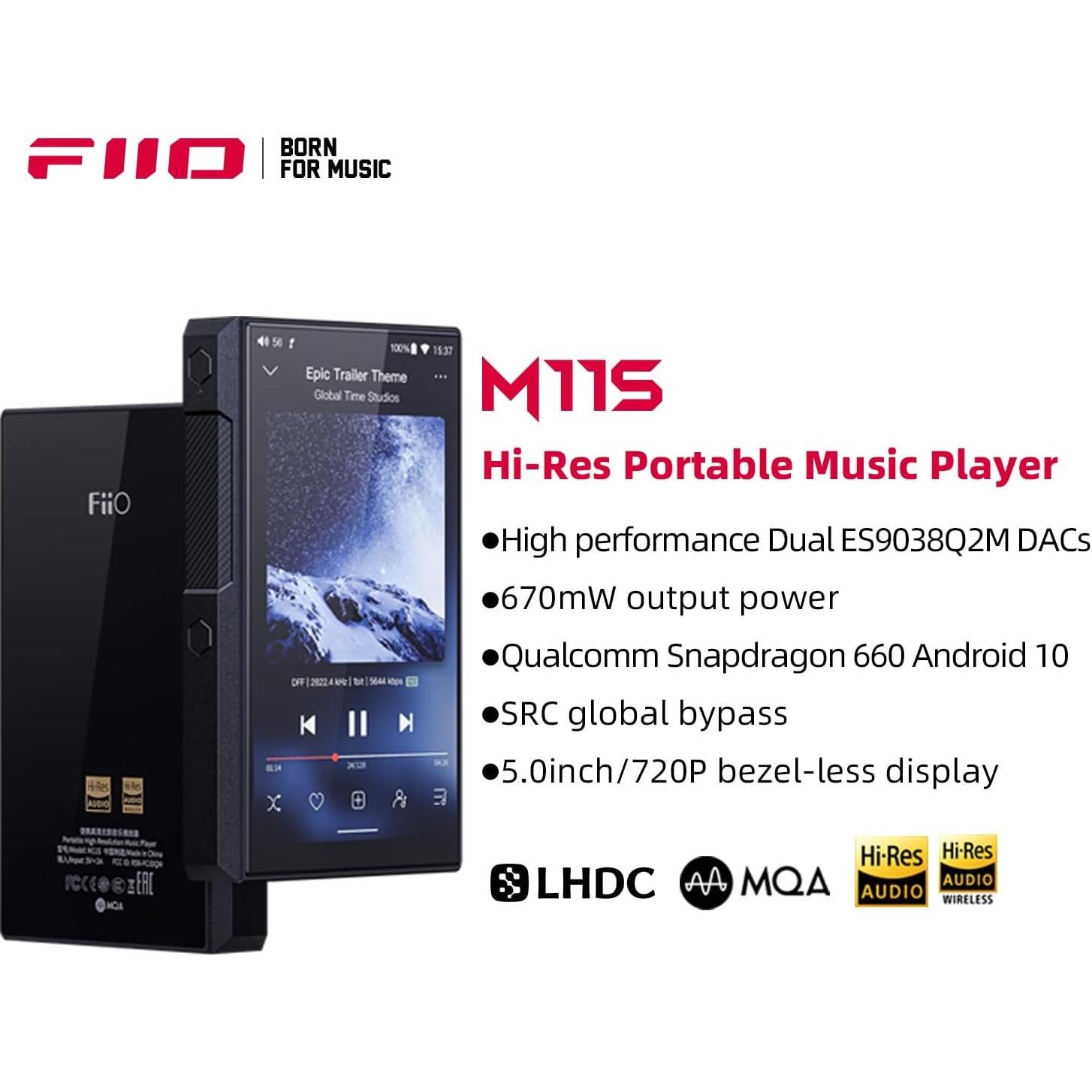 Reproductor de Música FiiO M11S Hi-Res Android 10 5" Negro