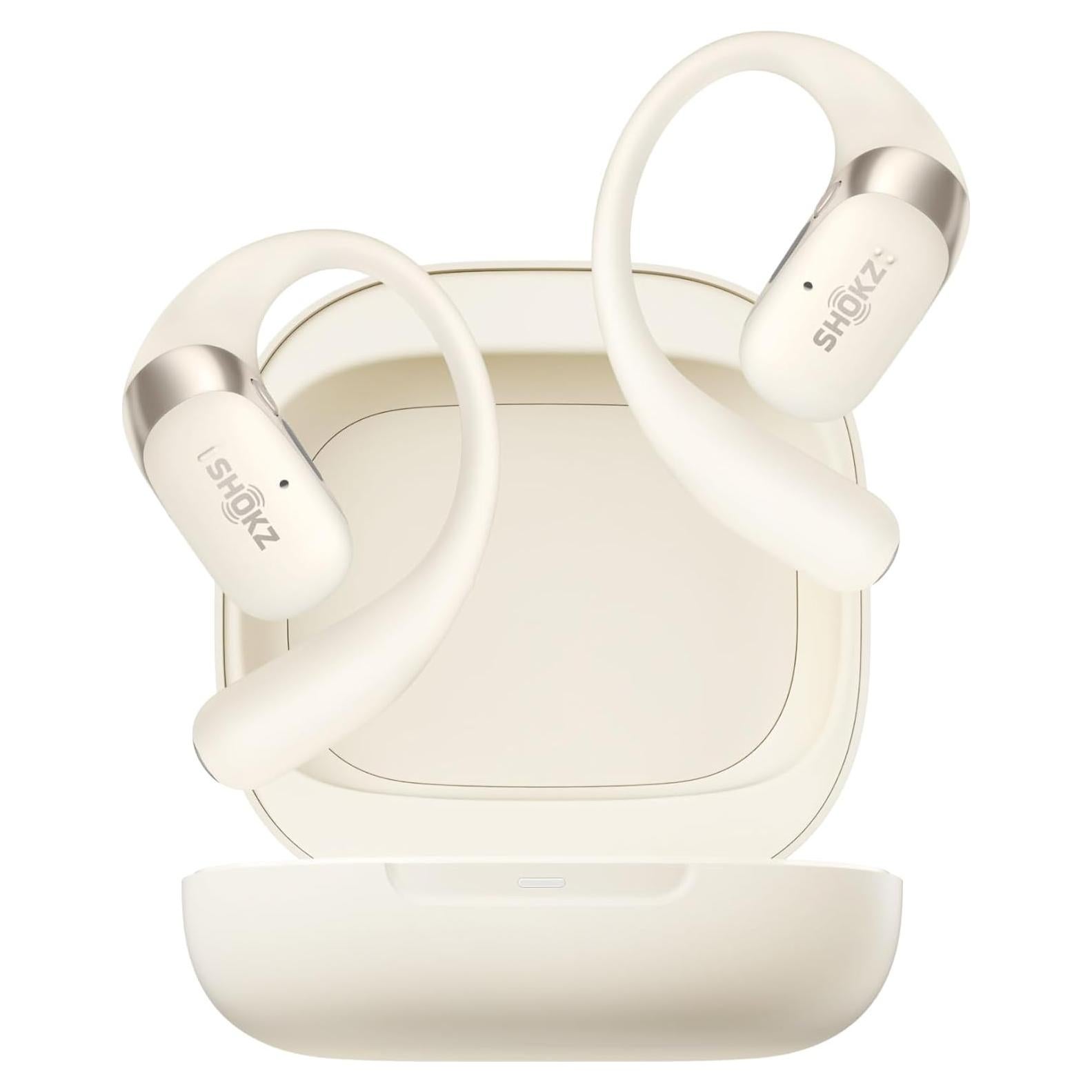 SHOKZ OpenFit 2 Open-Ear Headphones,True Wireless Bluetooth Earphones with Microphone,Earhook Earbuds with 48 Hours of Playtime,Fast Charging,IP55 Water-Resistant,with Carrying Bag,Beige,Bluetooth5.4