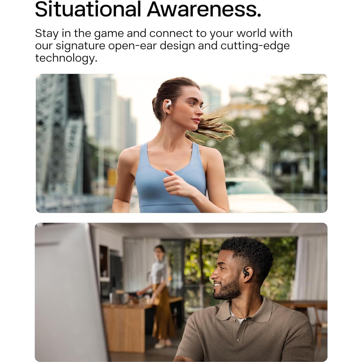 SHOKZ OpenFit 2 Open-Ear Headphones,True Wireless Bluetooth Earphones with Microphone,Earhook Earbuds with 48 Hours of Playtime,Fast Charging,IP55 Water-Resistant,with Carrying Bag,Beige,Bluetooth5.4