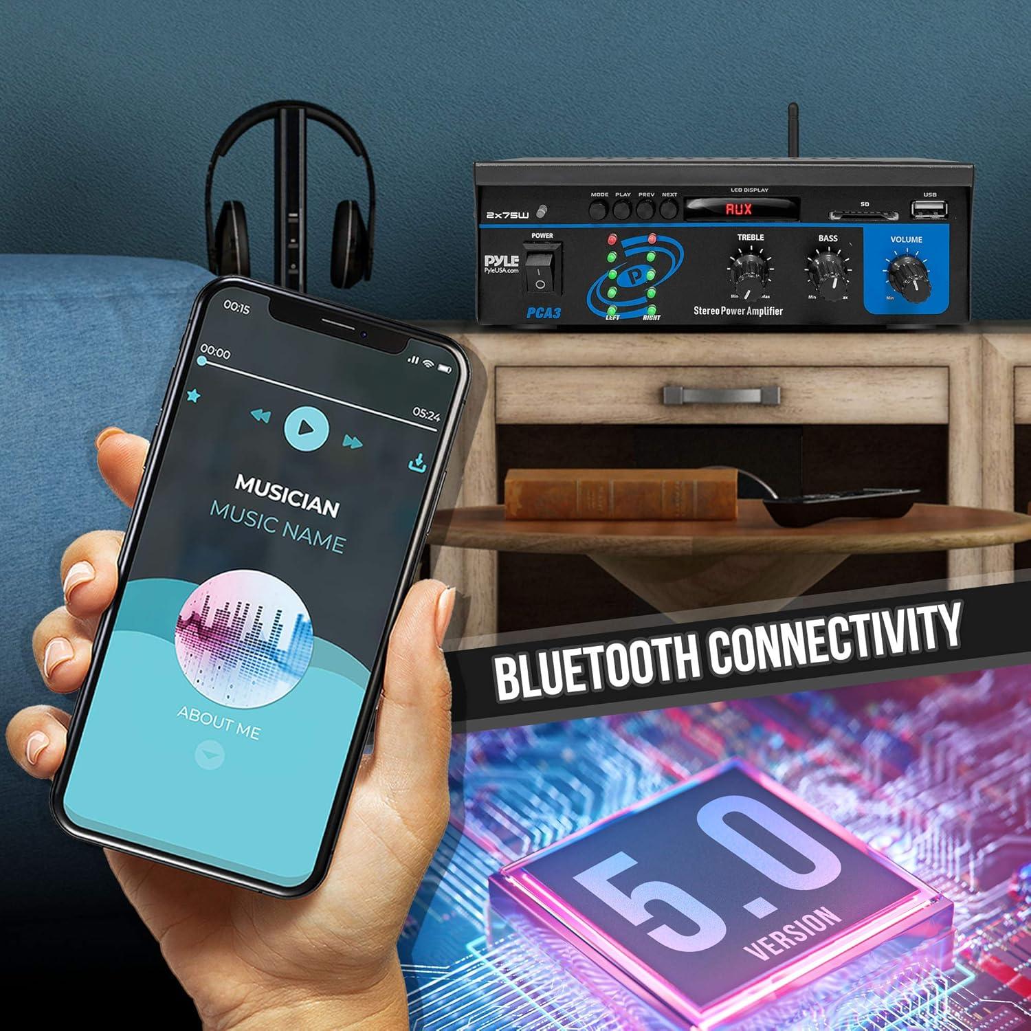 Amplificador de Audio Pyle PCA3 2x75W Estéreo Compacto