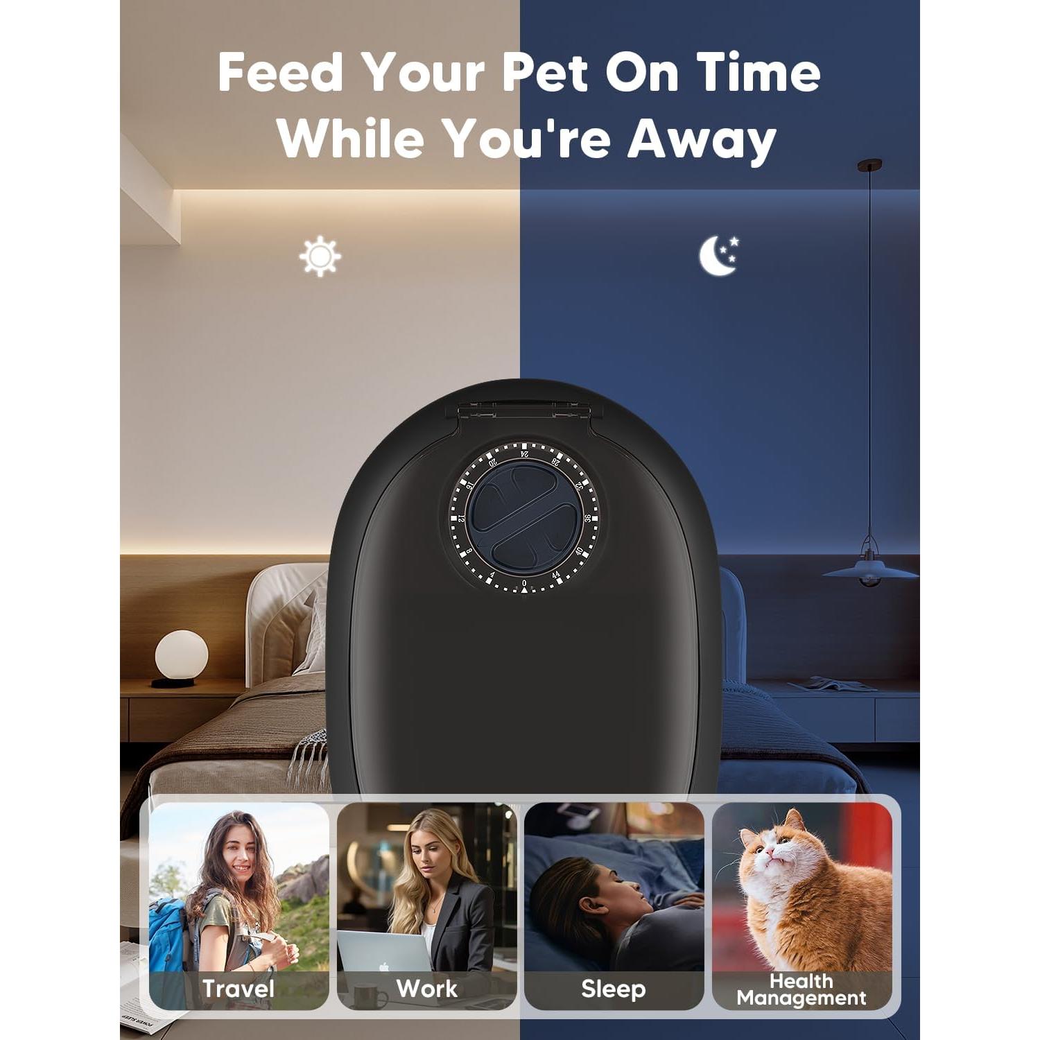 Dispensador Automático de Comida WOPET para Gatos y Perros 1.5 tazas