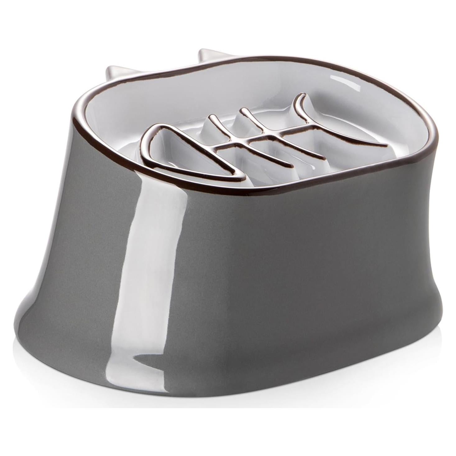 Cuenco Elevado para Gatos Y YHY Cerámica 17.5x16cm Gris