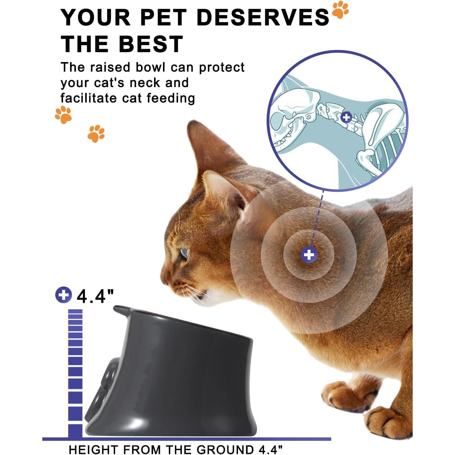 Cuenco Elevado para Gatos Y YHY Cerámica 17.5x16cm Gris