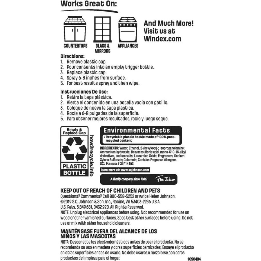 Limpiador de Vidrios Windex Original 2 Litros (Pack de 4)