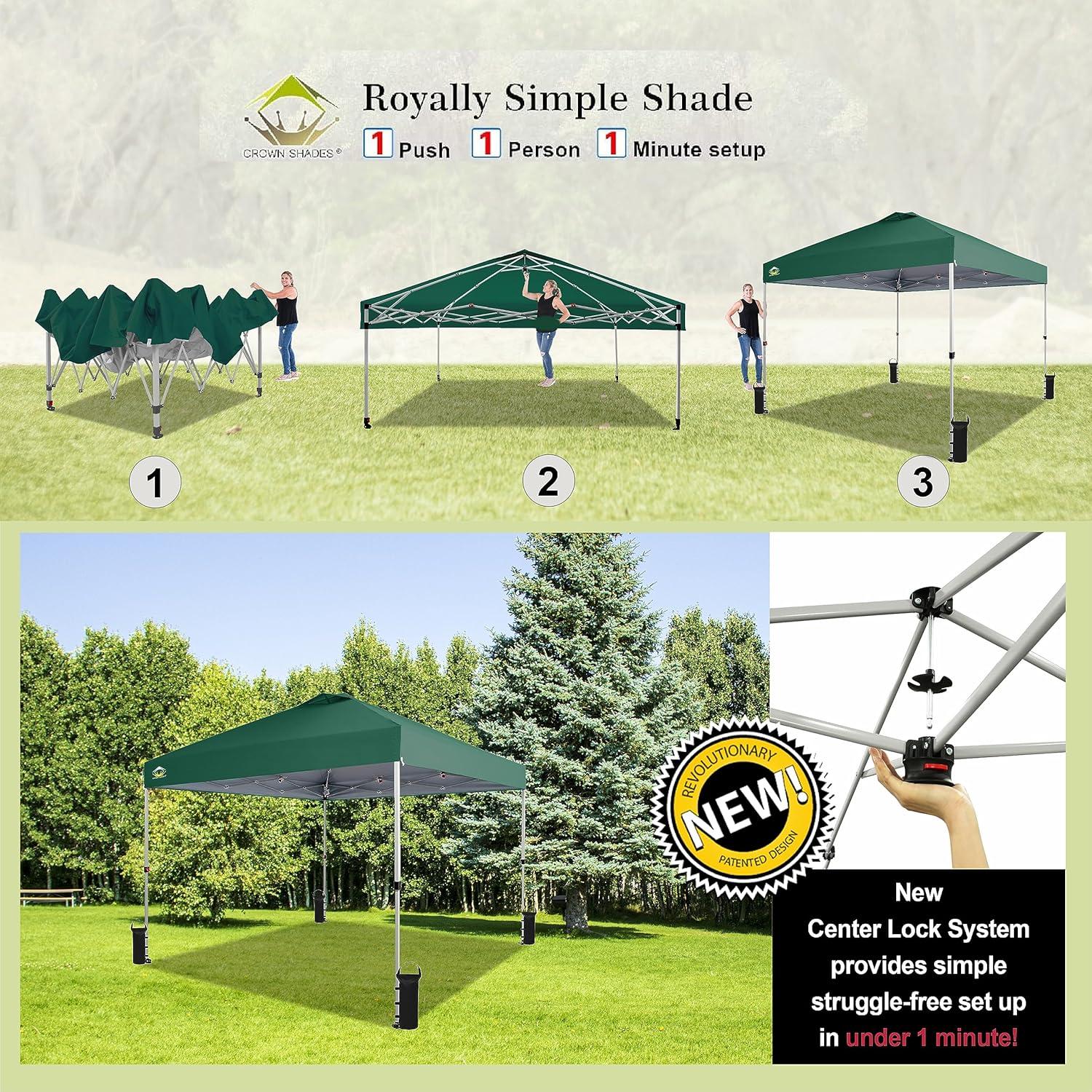 Carpa Plegable CROWN SHADES 3x3m Verde Bosque - Sombra Fácil