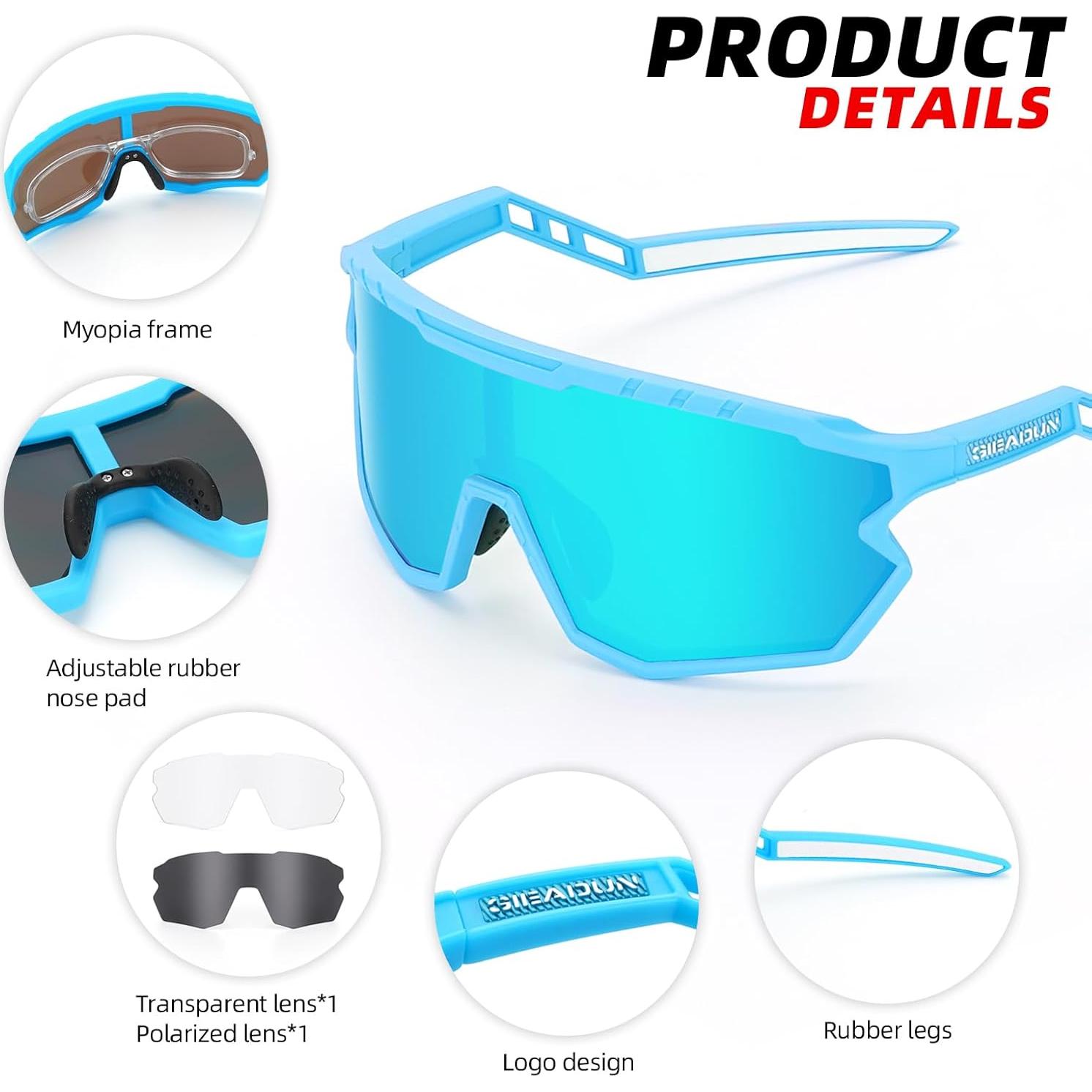 Gafas de sol deportivas GIEADUN con 3 lentes intercambiables
