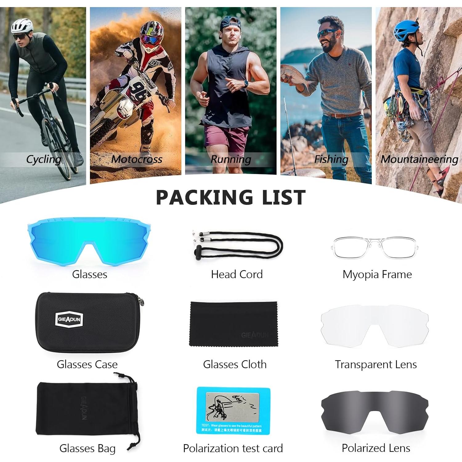 Gafas de sol deportivas GIEADUN con 3 lentes intercambiables