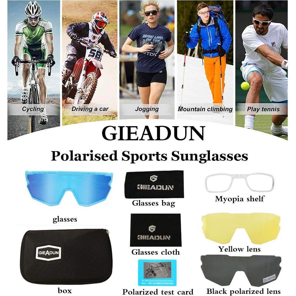 Gafas de sol deportivas GIEADUN con 3 lentes intercambiables