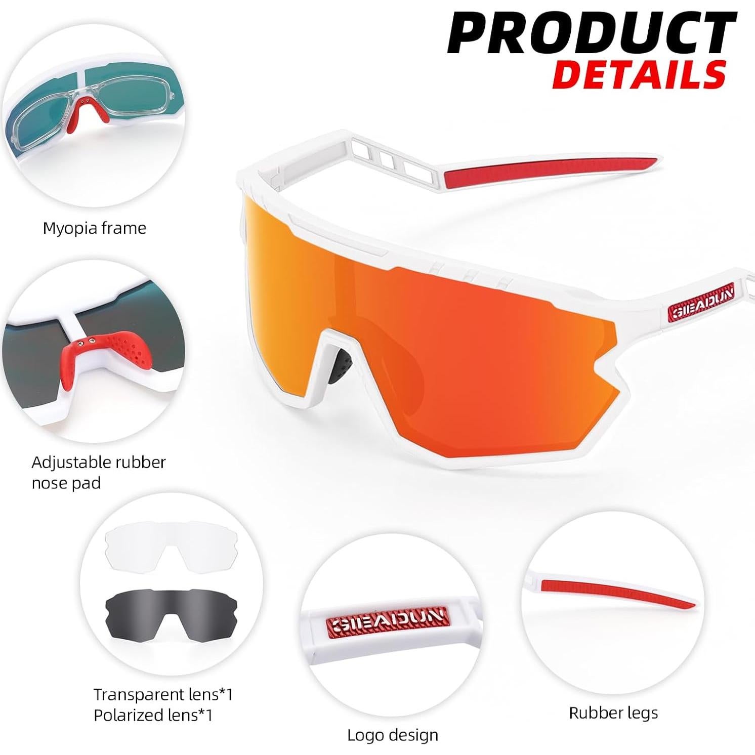 Gafas de sol deportivas GIEADUN con 3 lentes intercambiables