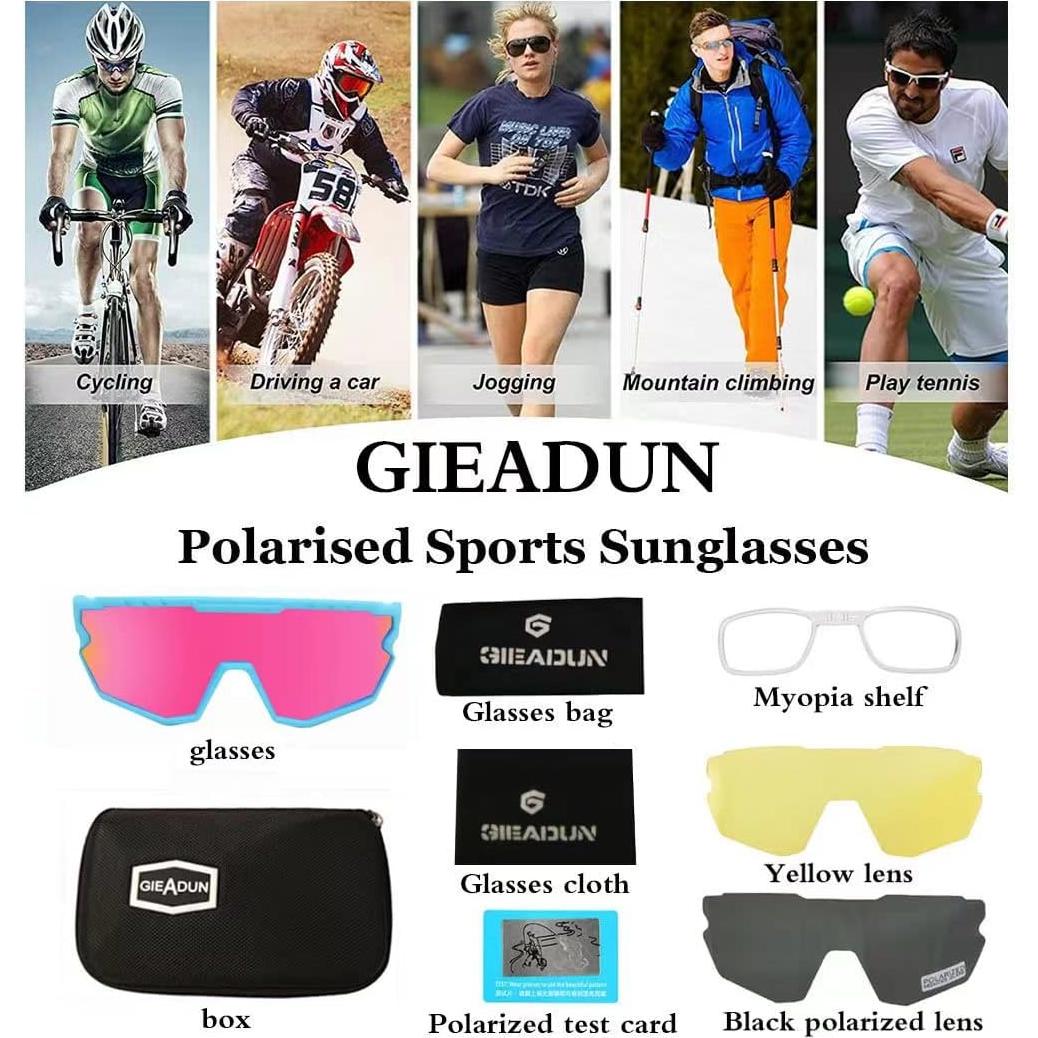 Gafas de sol deportivas GIEADUN con 3 lentes intercambiables