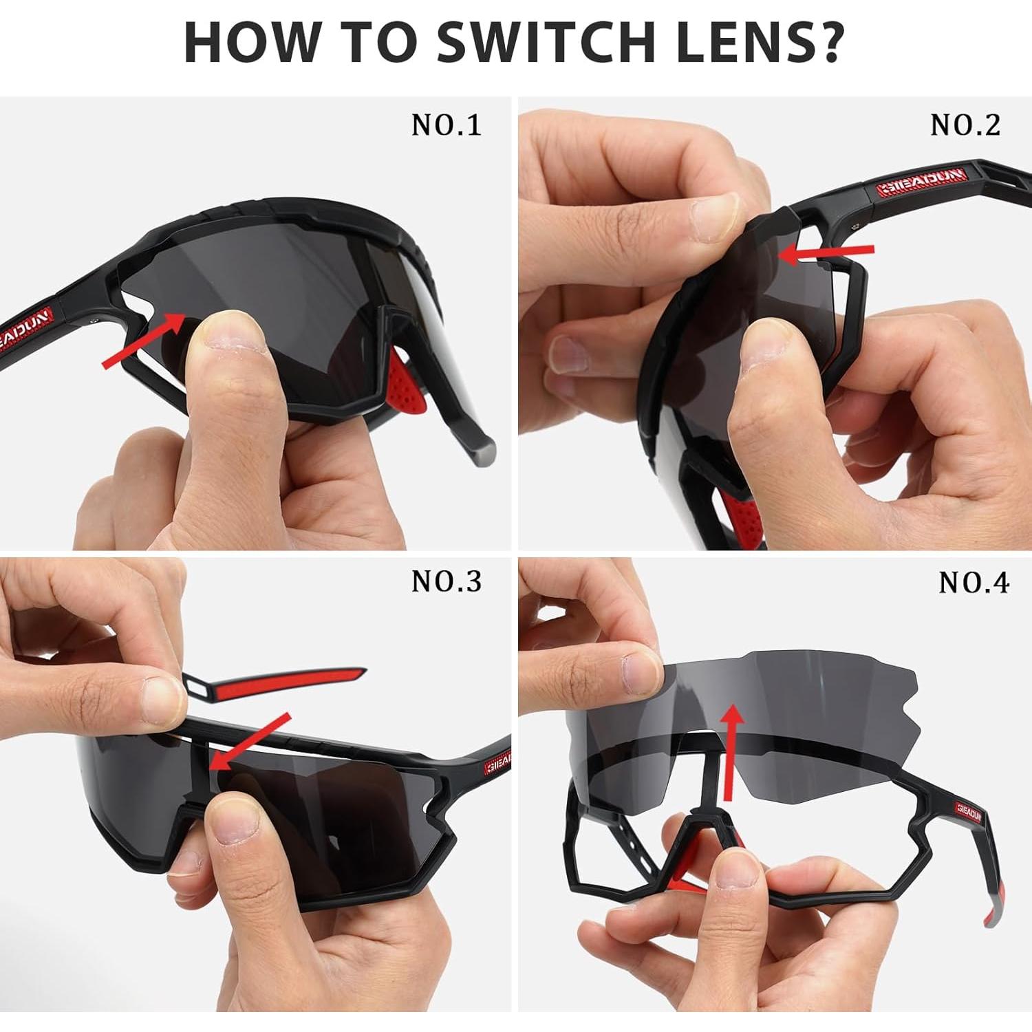 Gafas de sol deportivas GIEADUN con 3 lentes intercambiables