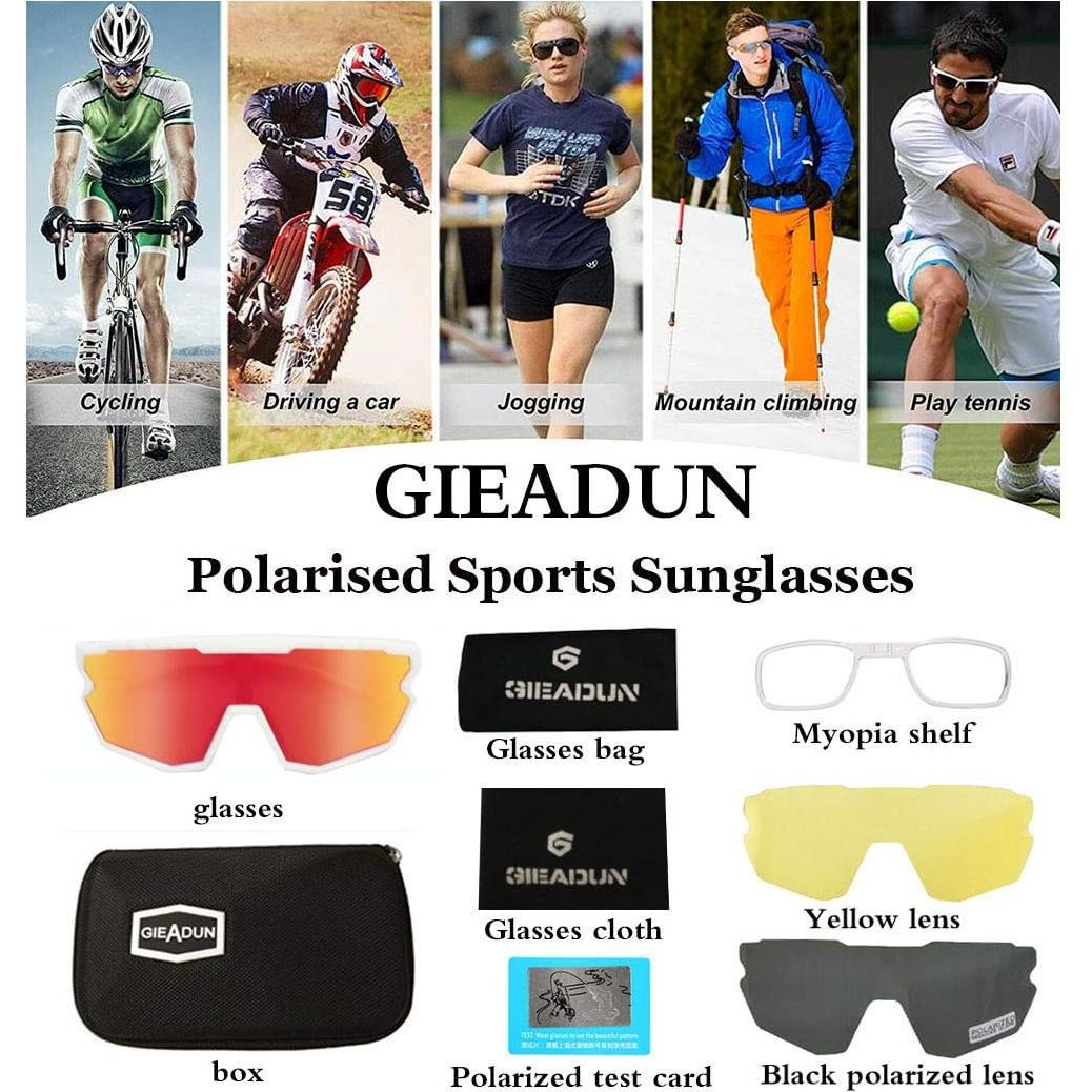 Gafas de sol deportivas GIEADUN con 3 lentes intercambiables