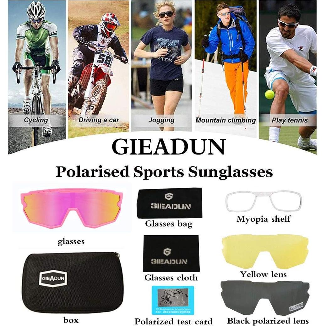 Gafas de sol deportivas GIEADUN con 3 lentes intercambiables