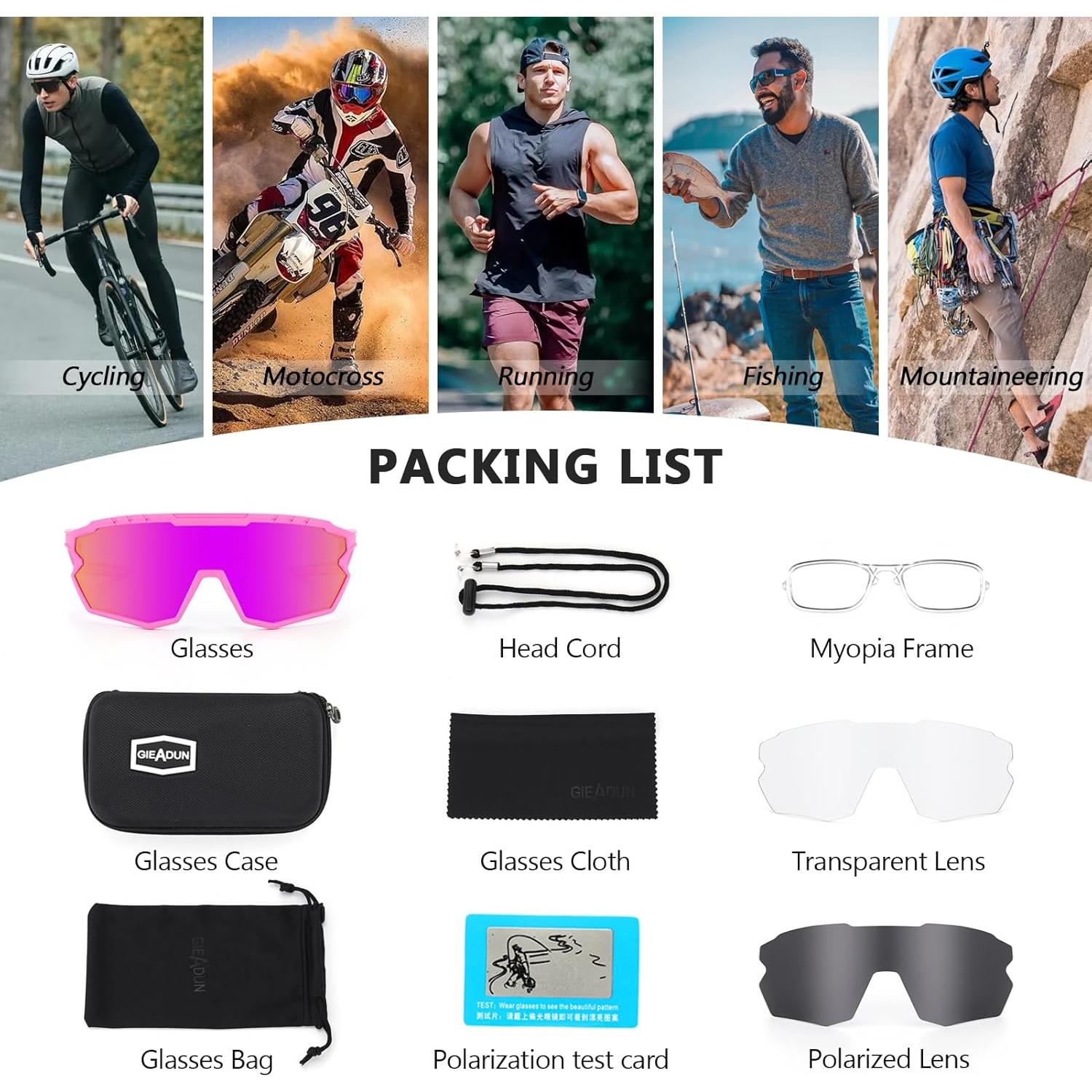 Gafas de sol deportivas GIEADUN con 3 lentes intercambiables