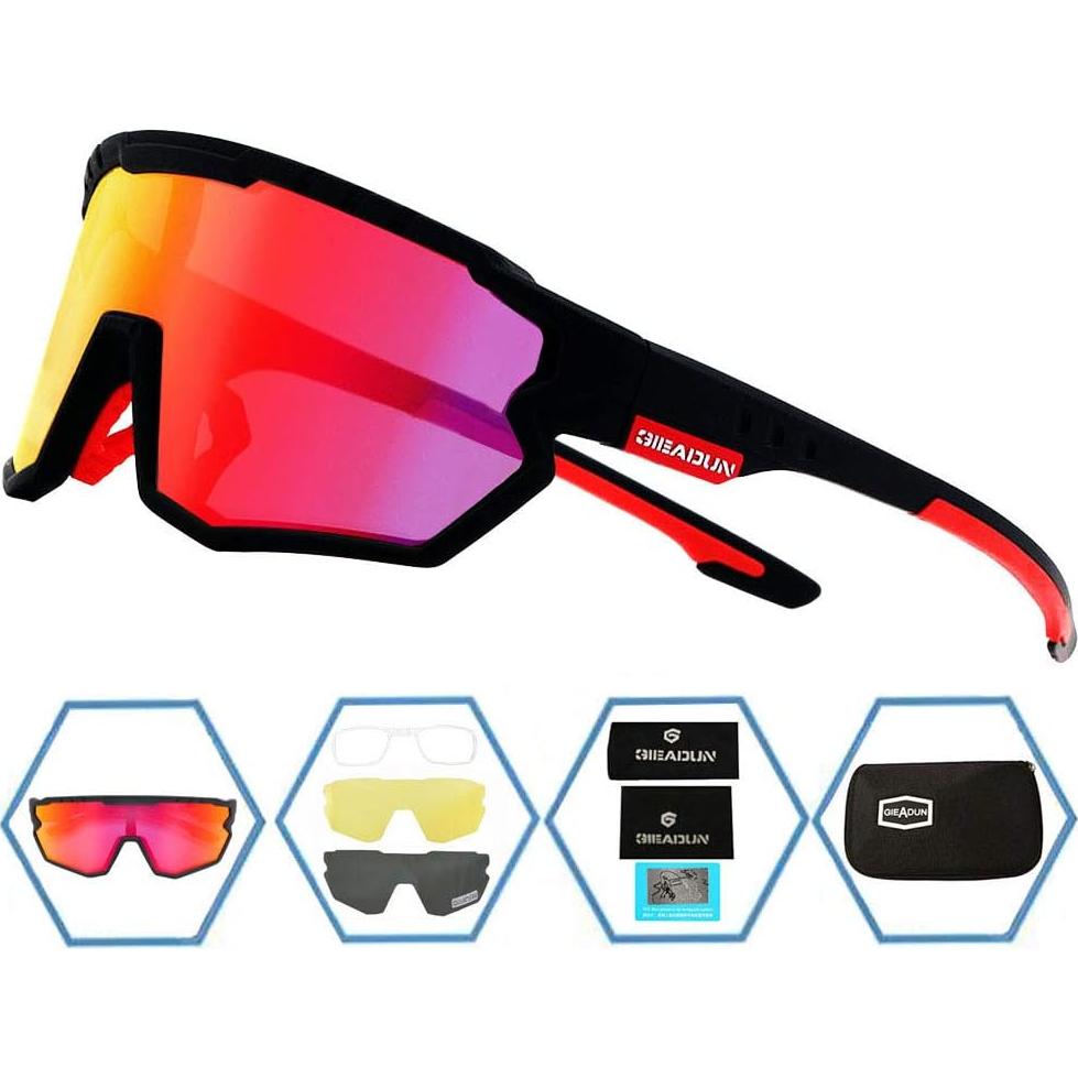 Gafas de sol deportivas GIEADUN con 3 lentes intercambiables