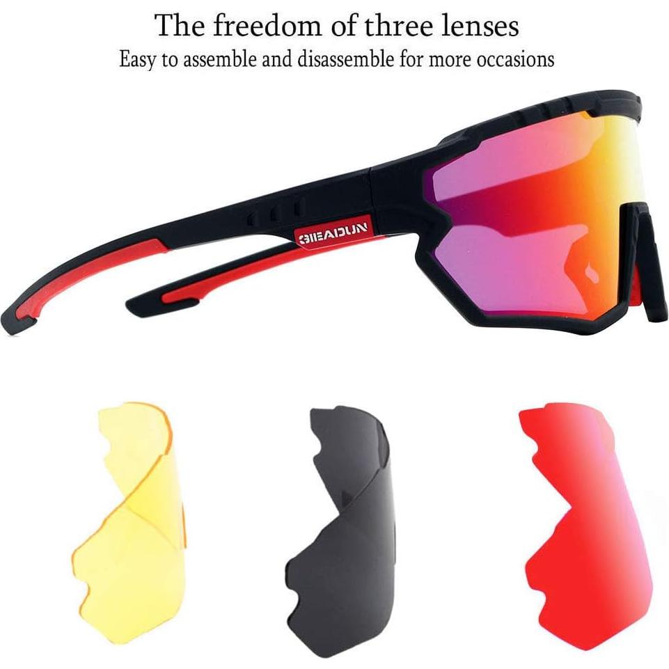 Gafas de sol deportivas GIEADUN con 3 lentes intercambiables