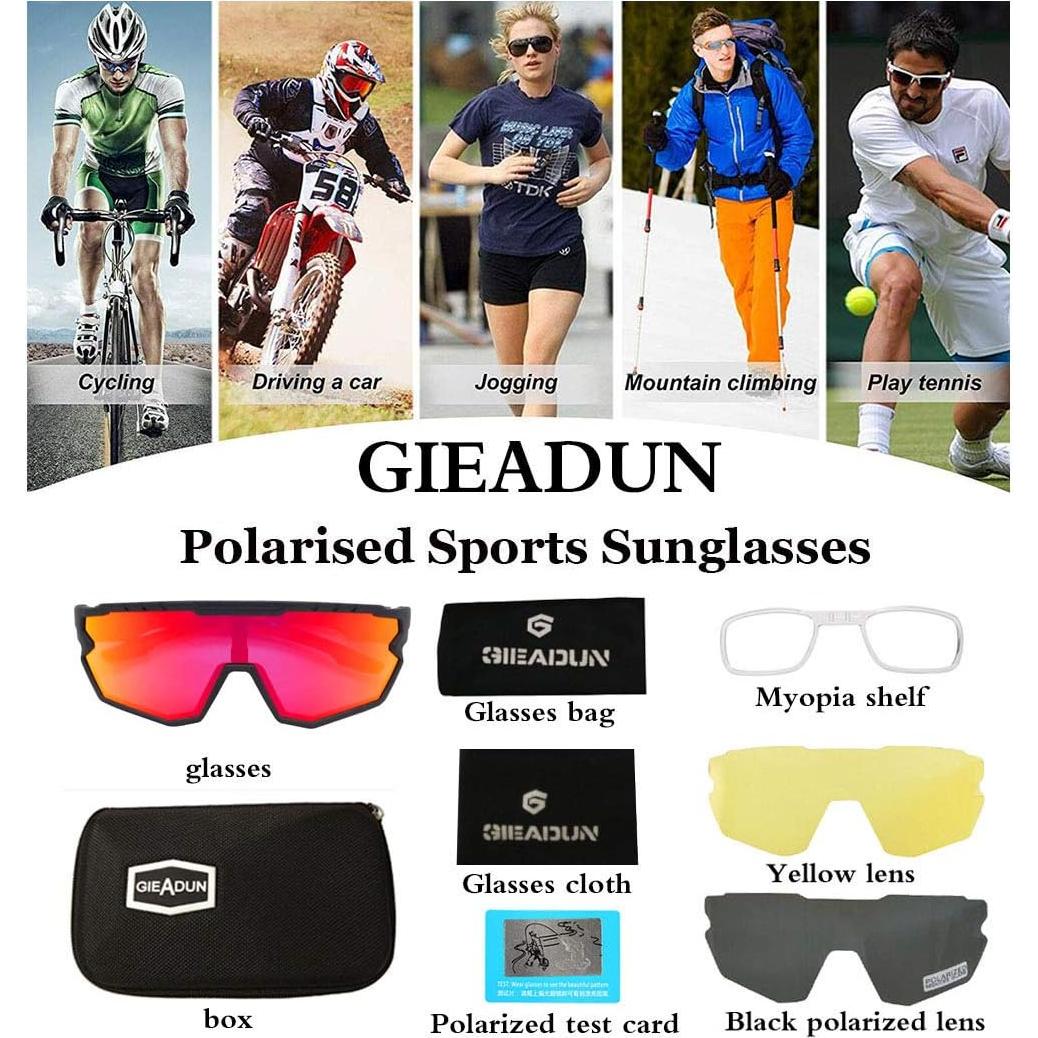 Gafas de sol deportivas GIEADUN con 3 lentes intercambiables