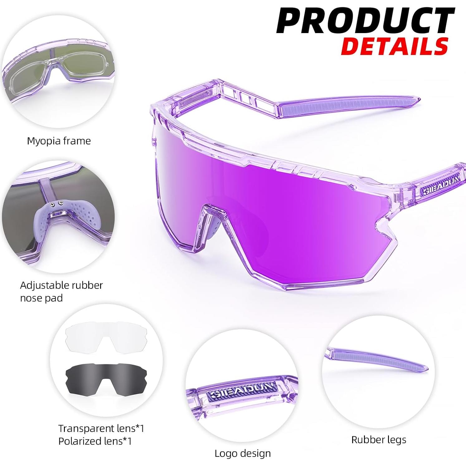 Gafas de sol deportivas GIEADUN con 3 lentes intercambiables