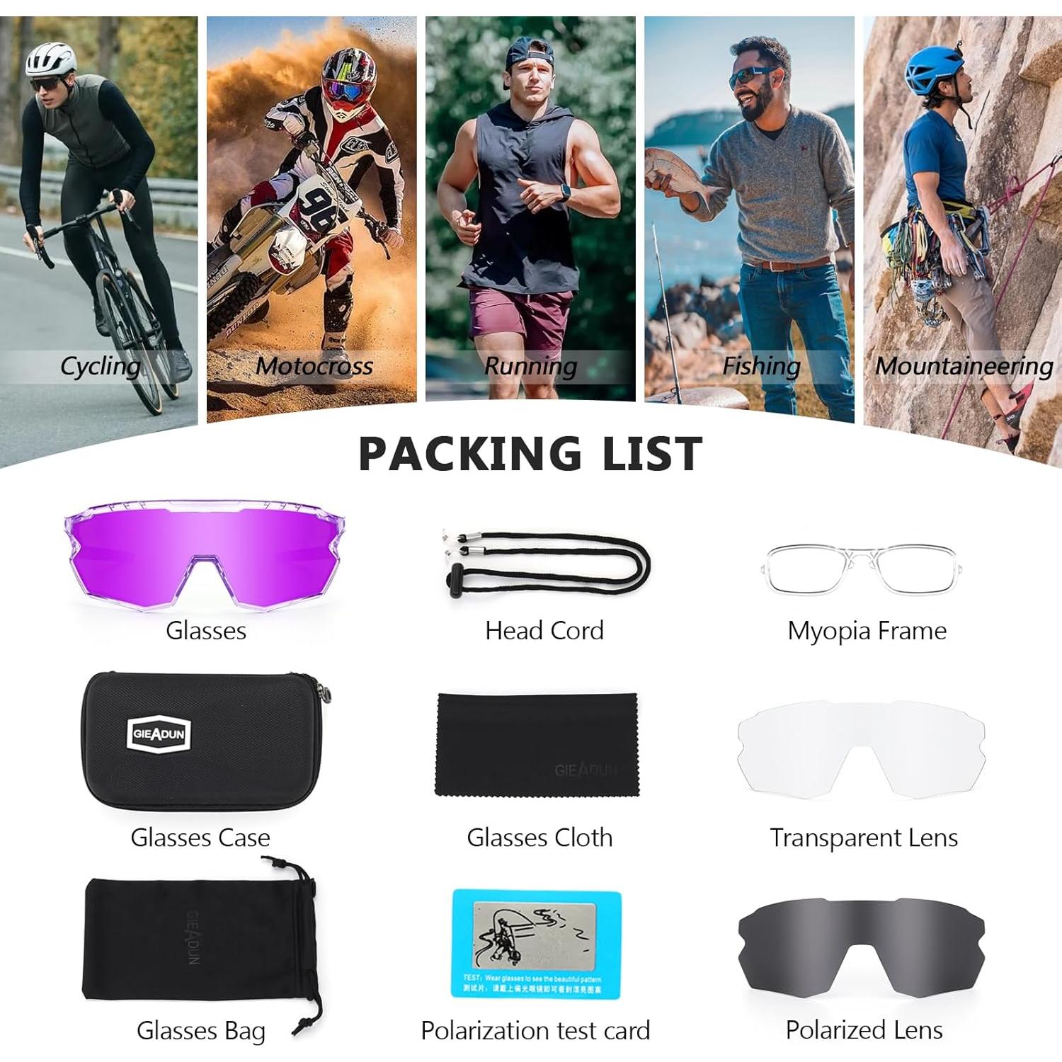 Gafas de sol deportivas GIEADUN con 3 lentes intercambiables