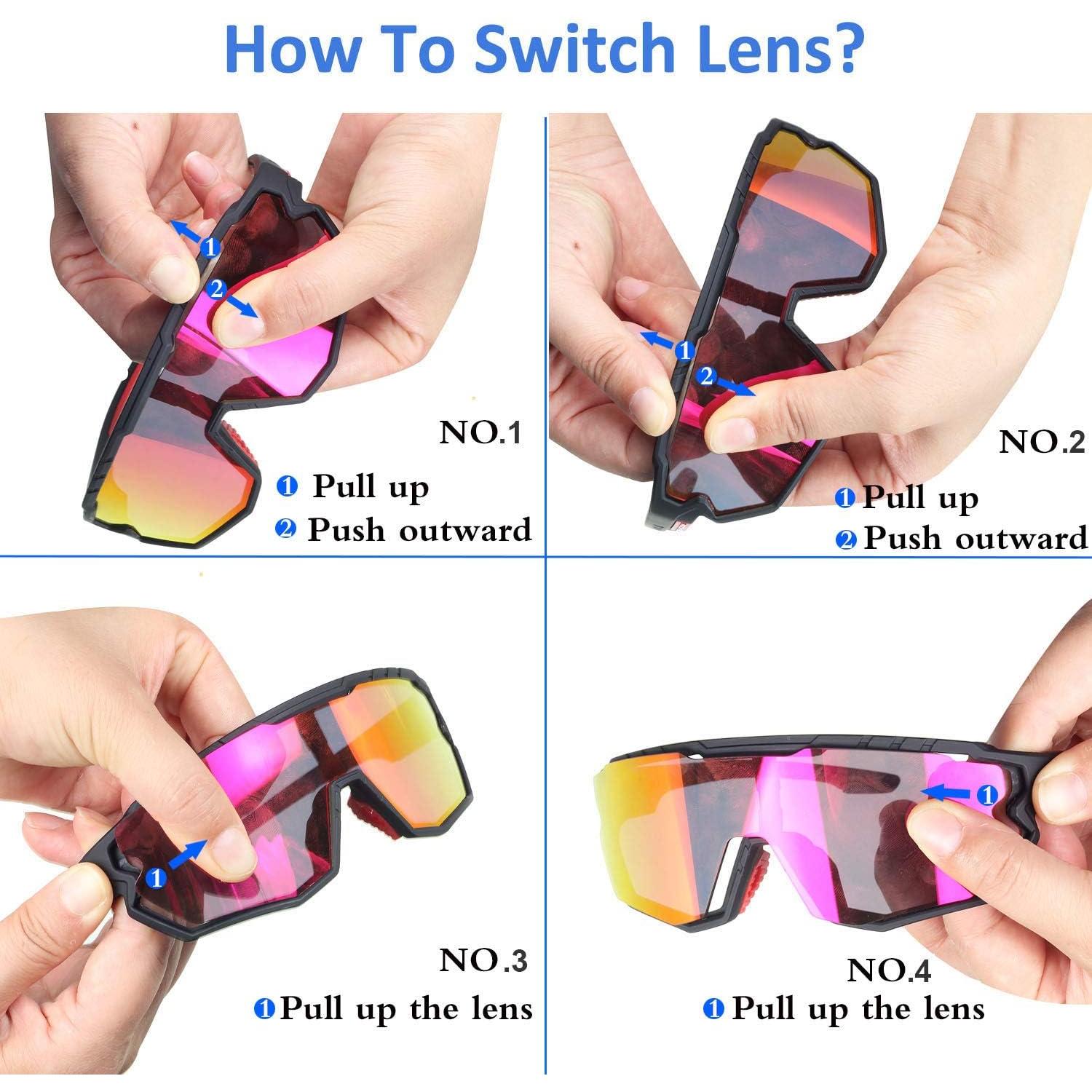 Gafas de sol deportivas GIEADUN con 3 lentes intercambiables