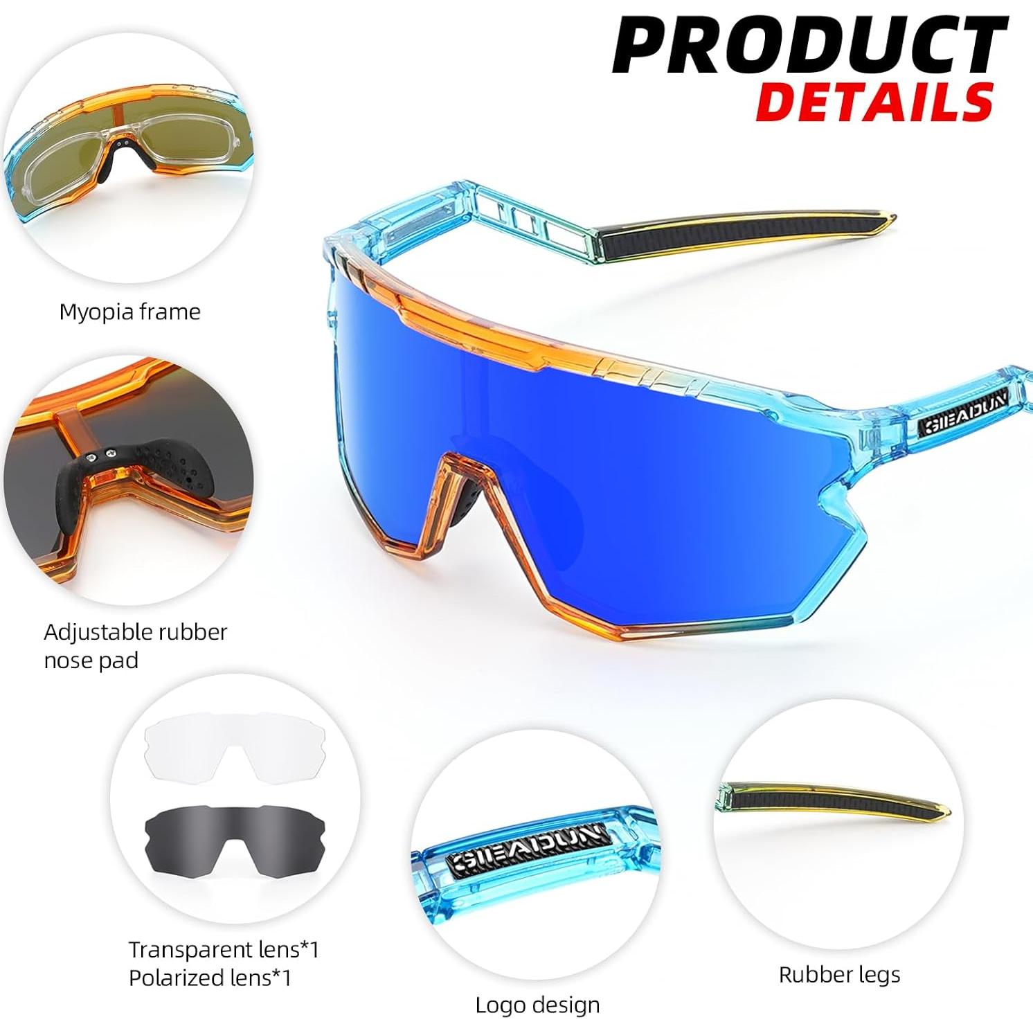 Gafas de sol deportivas GIEADUN con 3 lentes intercambiables