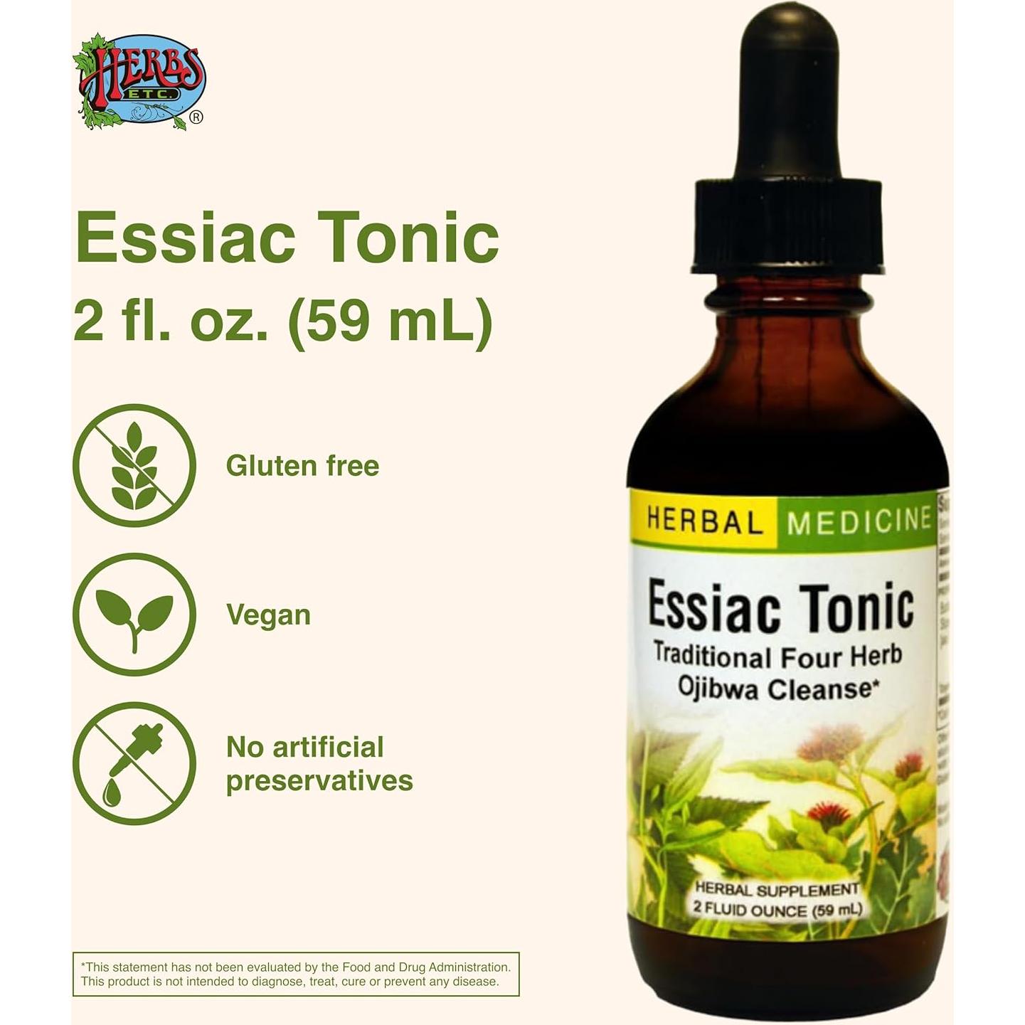 Tónico Essiac Herbs Etc. 59 ml Suplemento Herbal Líquido