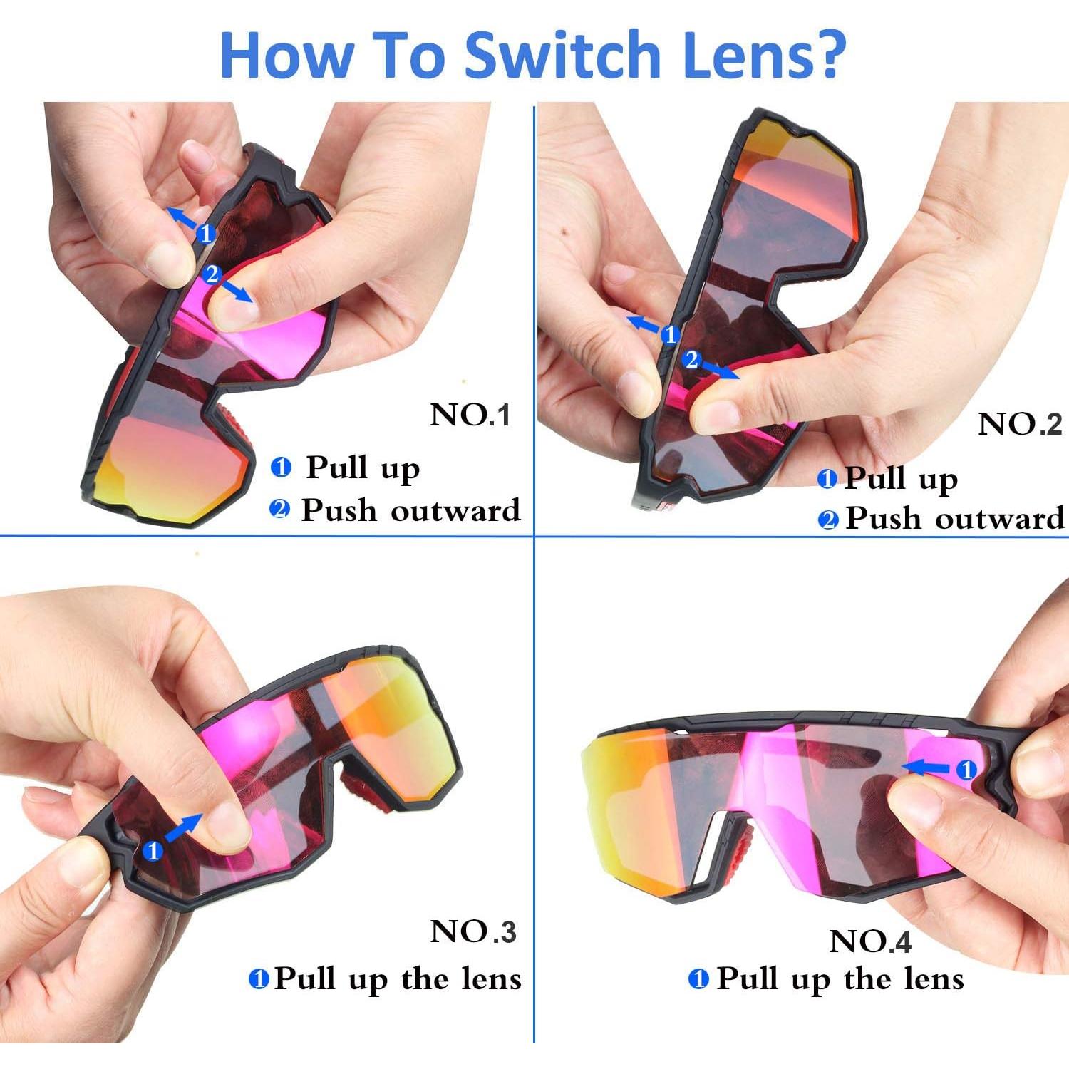 Gafas de sol deportivas GIEADUN con lentes intercambiables