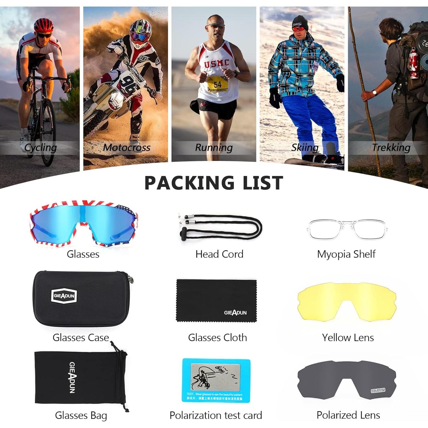 Gafas de sol deportivas GIEADUN con lentes intercambiables