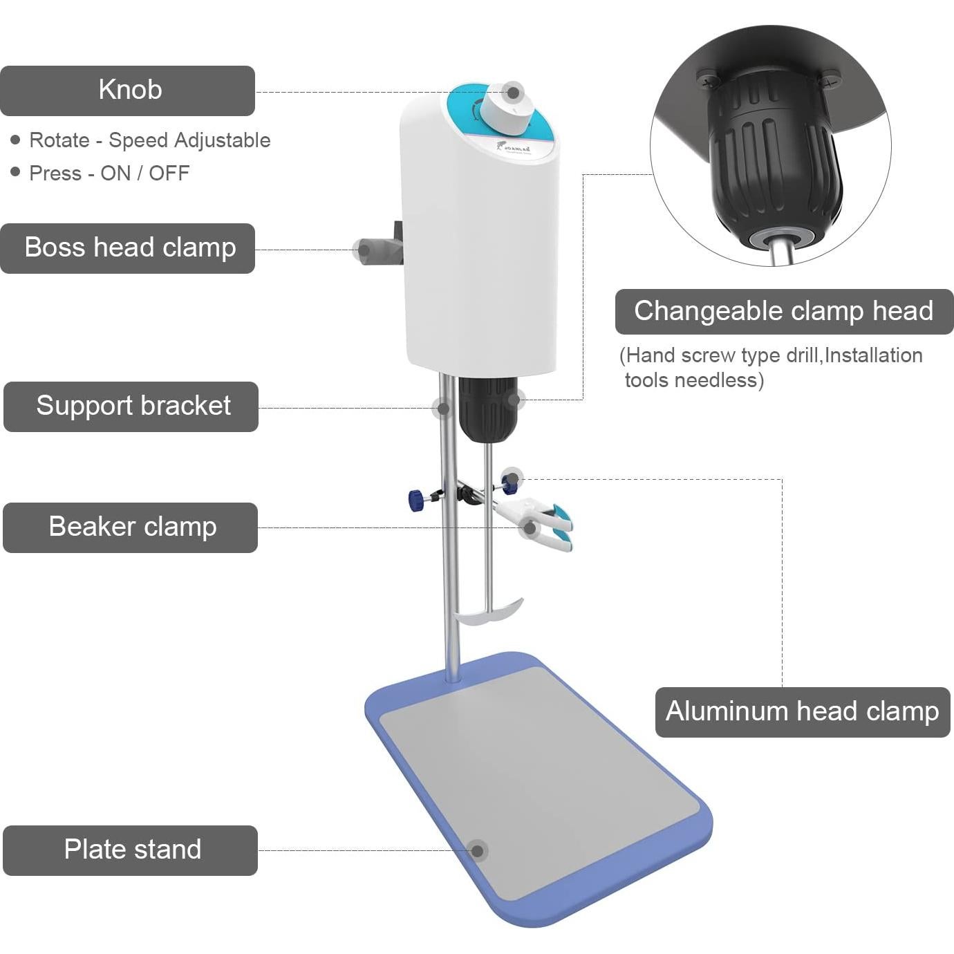 Mezclador de Varilla Eléctrico JOANLAB JLOS-10L 10L 100-2000RPM