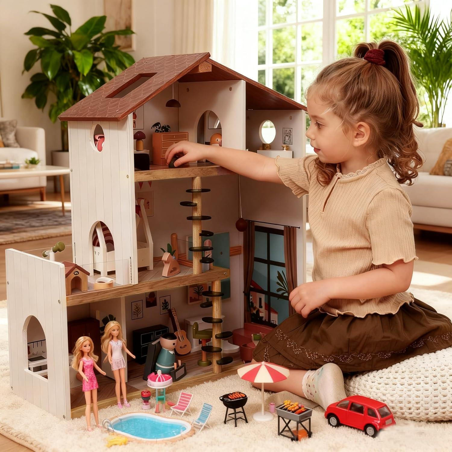 Casa de Muñecas de Madera ZippyZebra 6 Habitaciones 53 Piezas