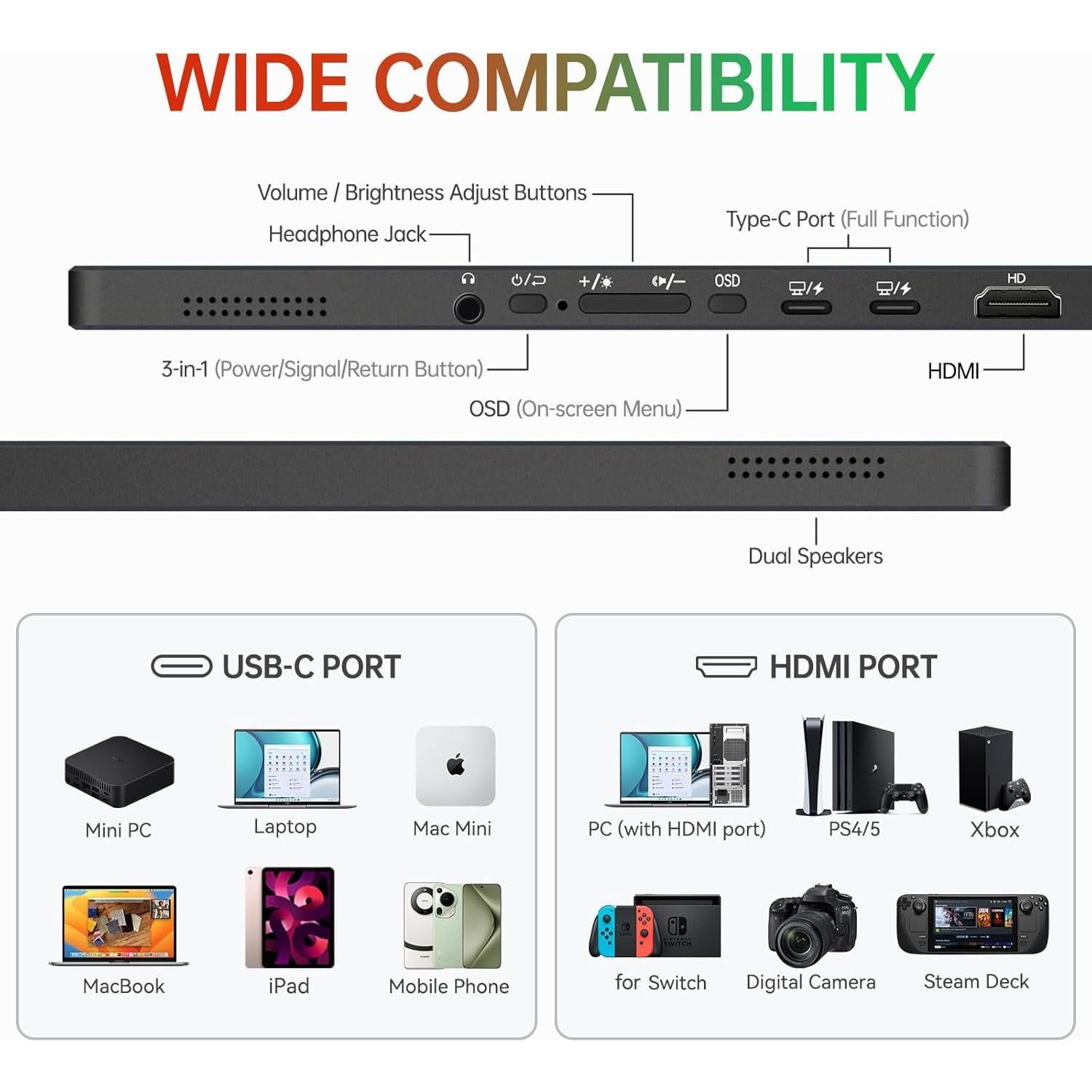Monitor Portátil Intehill Q14ZA 14" 2.5K 2560x1600 HDMI