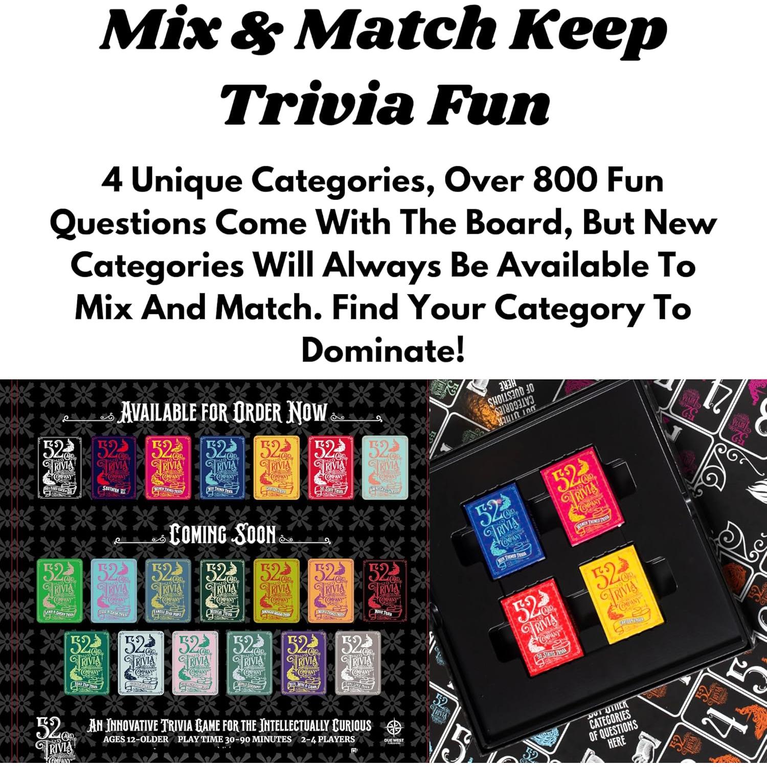 Juego de Trivia de 52 Cartas - Edición Noche de Juegos - 4 Categorías