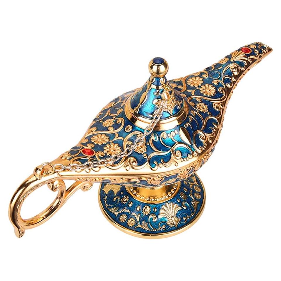 Lámpara Mágica de Aladino Azul - Decoración Vintage y Caja de Joyería