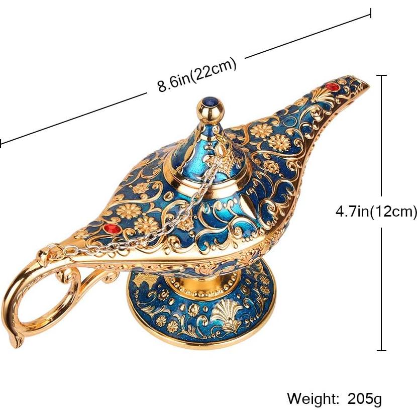 Lámpara Mágica de Aladino Azul - Decoración Vintage y Caja de Joyería