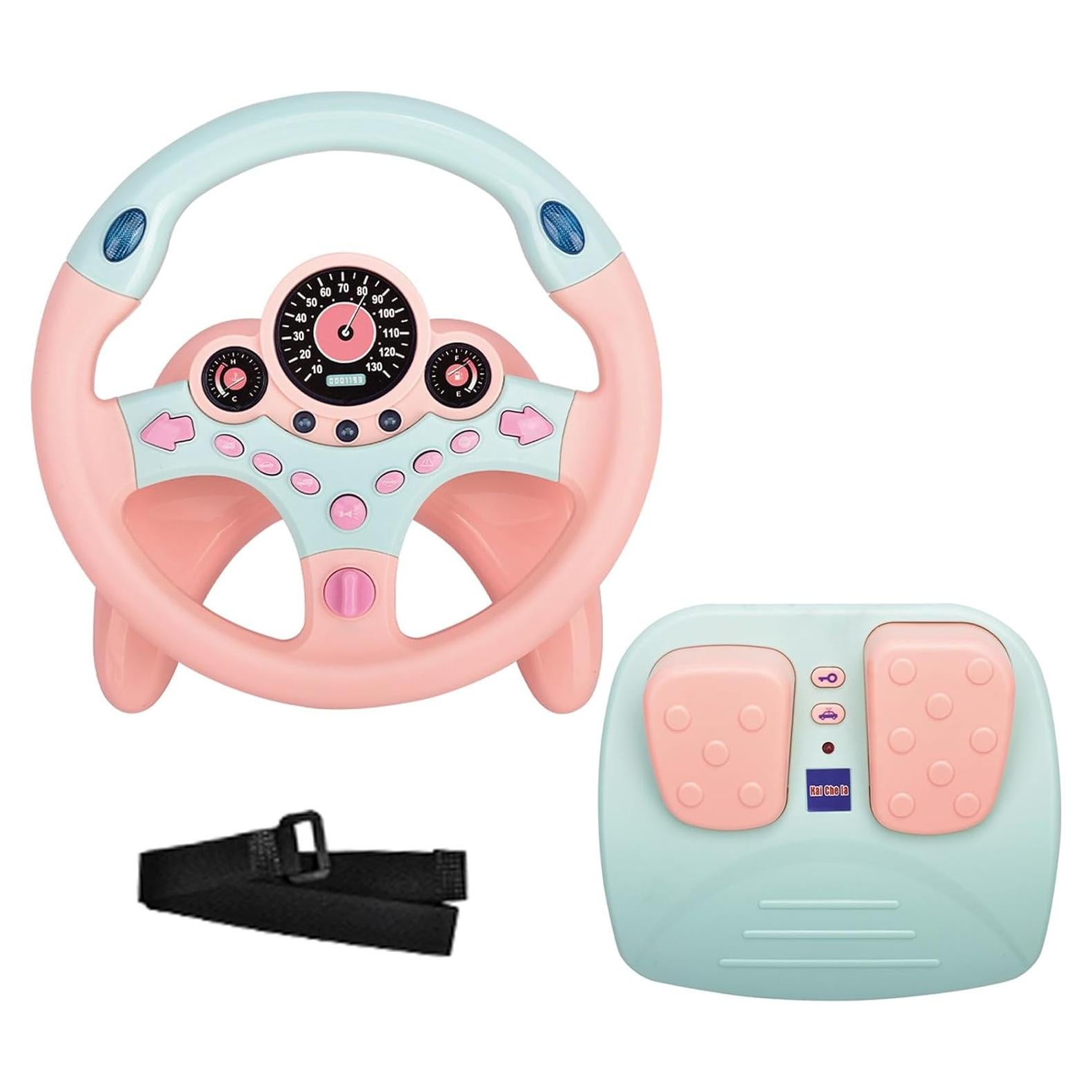 Volante de Conducción Simulada RedCrab con Pedales Rosa