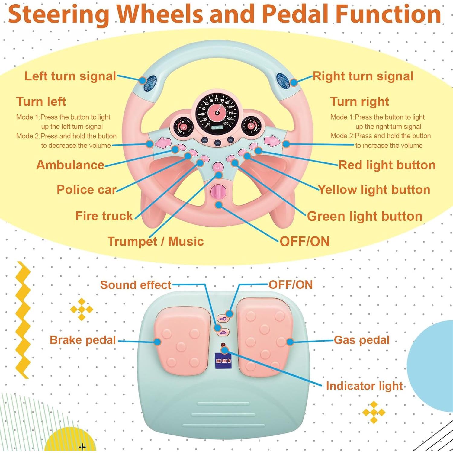 Volante de Conducción Simulada RedCrab con Pedales Rosa