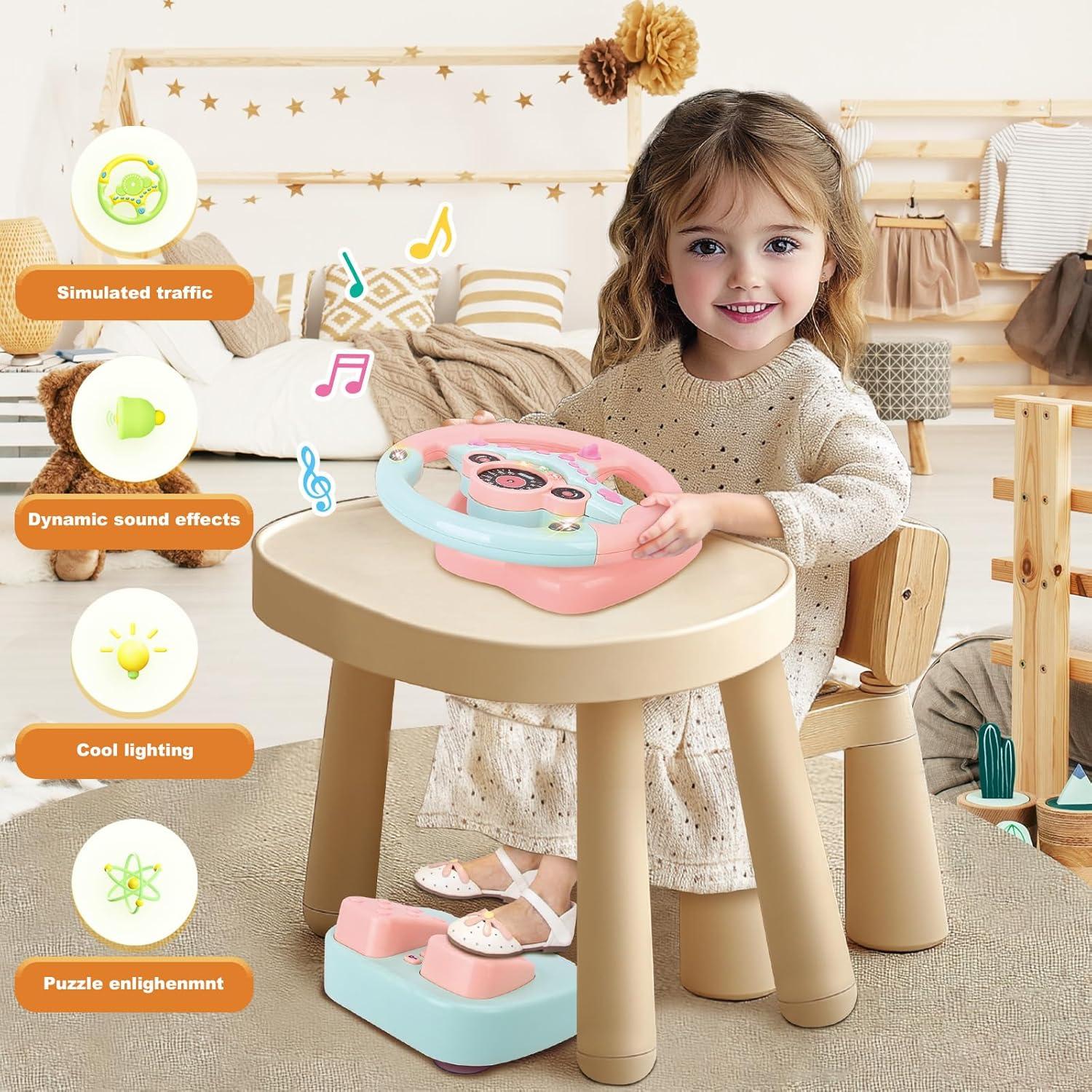 Volante de Conducción Simulada RedCrab con Pedales Rosa