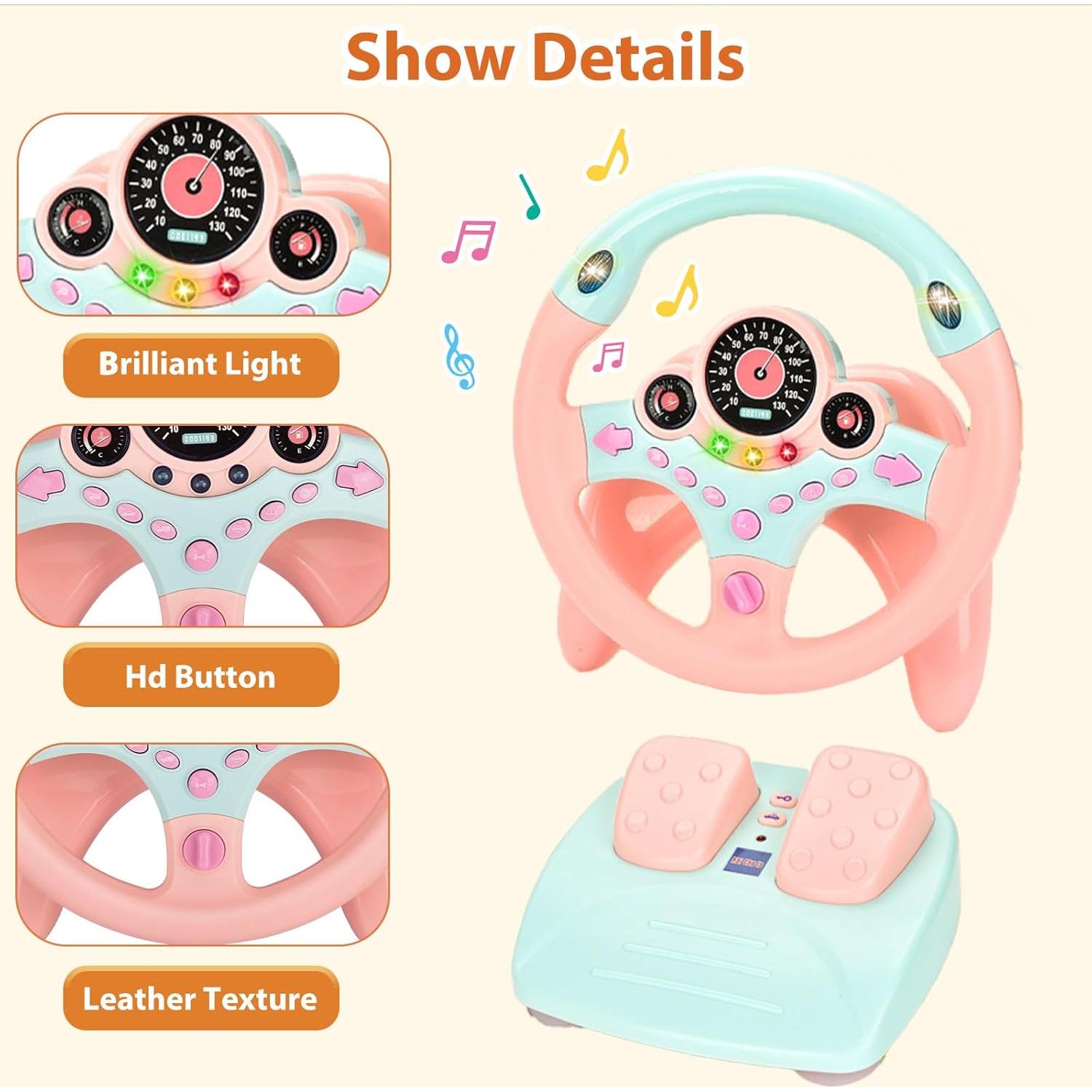 Volante de Conducción Simulada RedCrab con Pedales Rosa