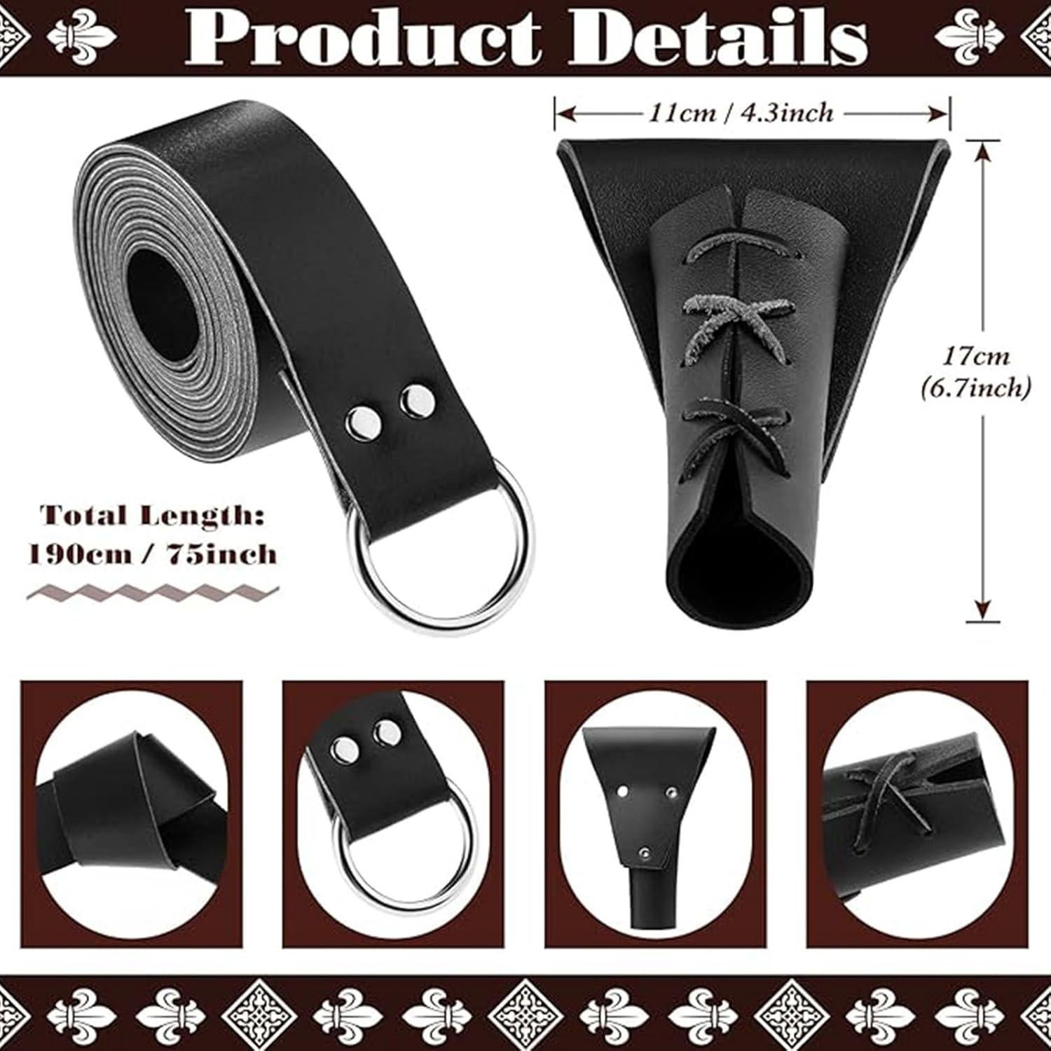 Funda de Espada Medieval y Cinturón de Cuero PU SUMGOGO