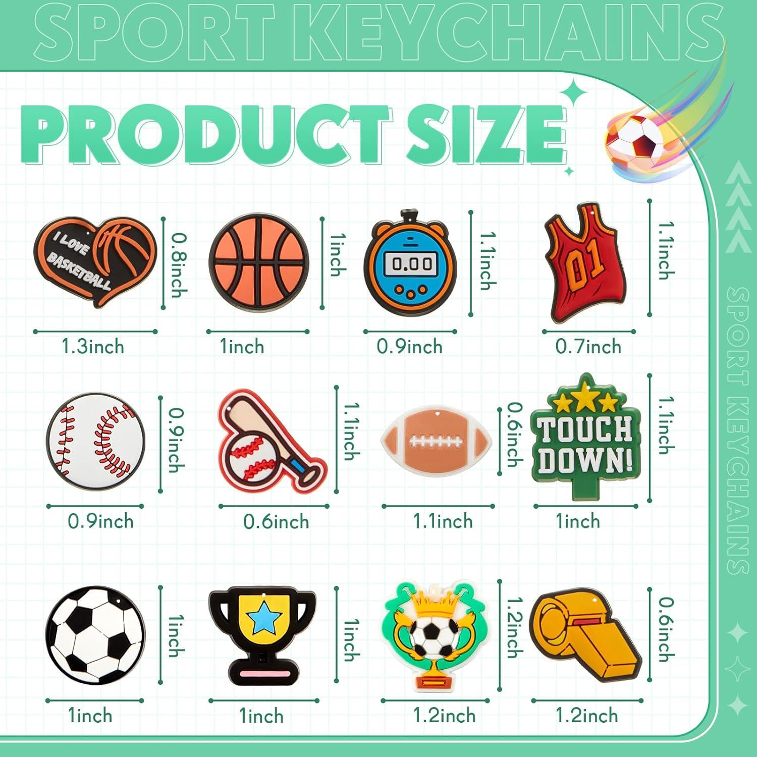 Llaveros deportivos Batiyeer 36 piezas PVC 3x3 cm