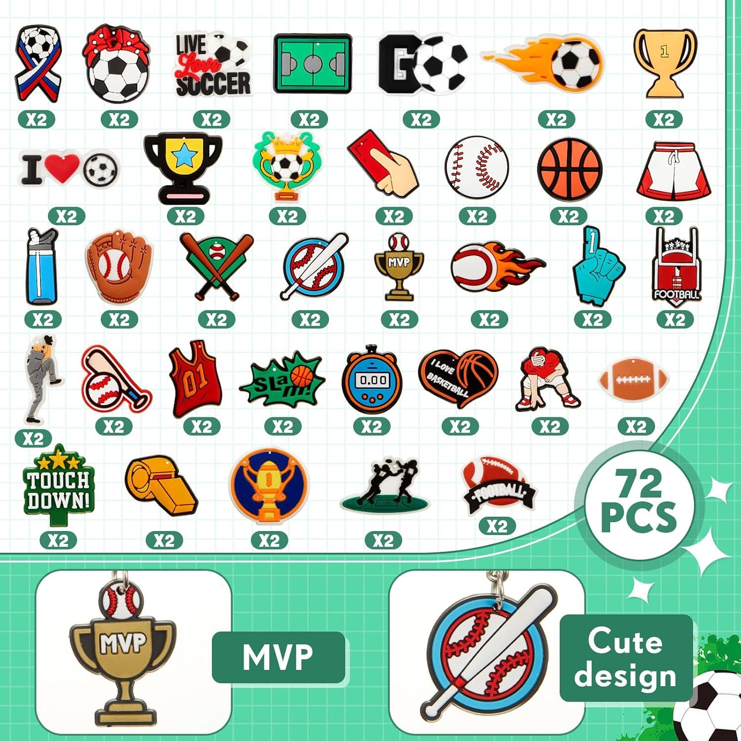 Llaveros deportivos Batiyeer 36 piezas PVC 3x3 cm