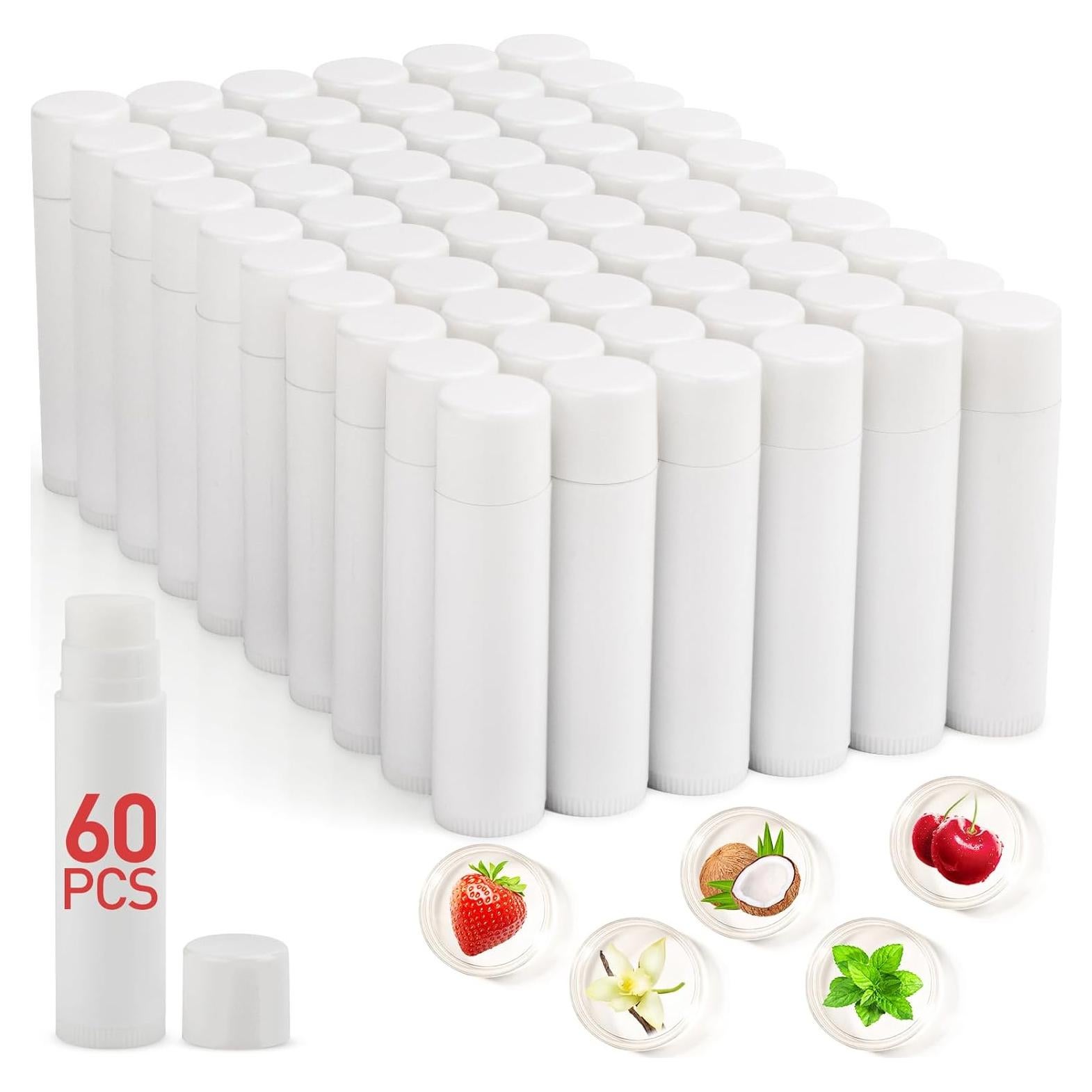 Paquete de 60 bálsamos labiales naturales sin etiqueta - 5 sabores