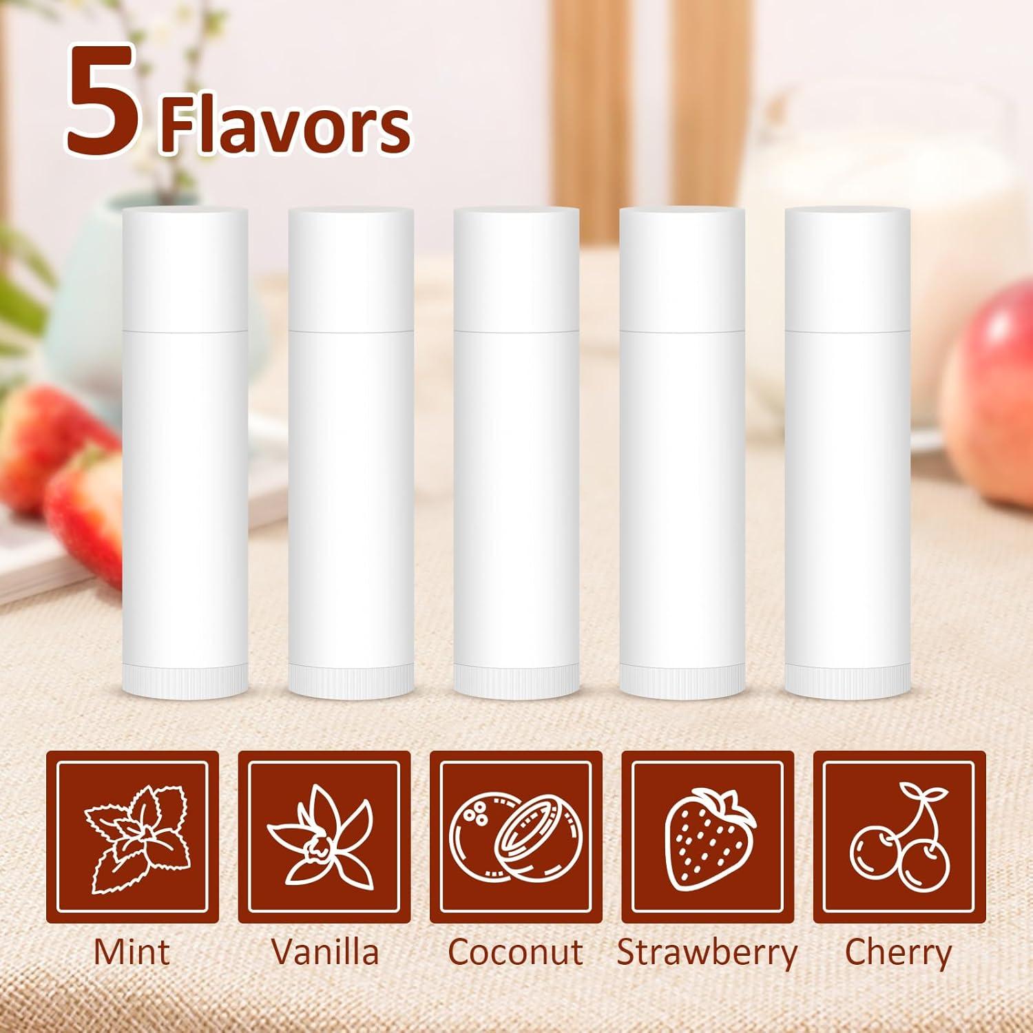 Paquete de 60 bálsamos labiales naturales sin etiqueta - 5 sabores