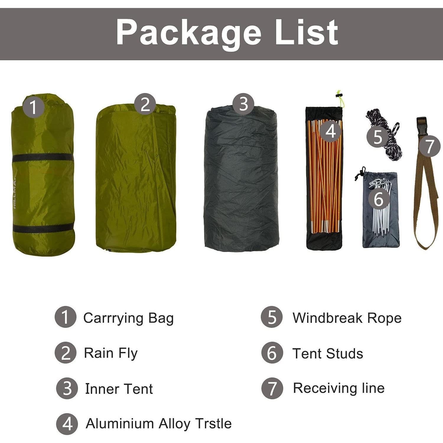 Tienda de Camping Hillman para 2 Personas 3 Temporadas Verde