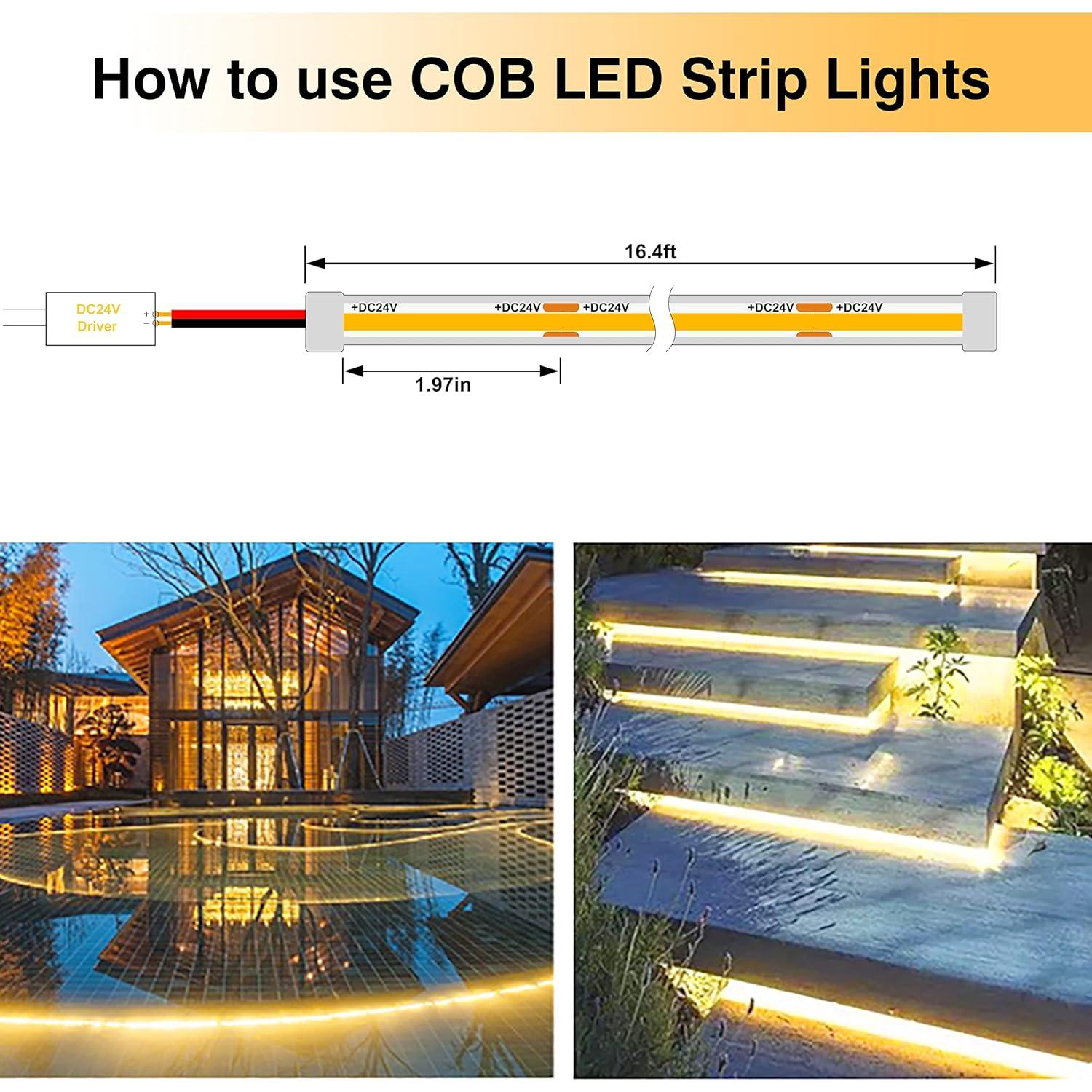 Tira LED COB 24V 5M 2700K IP68 Pandery para Exteriores
