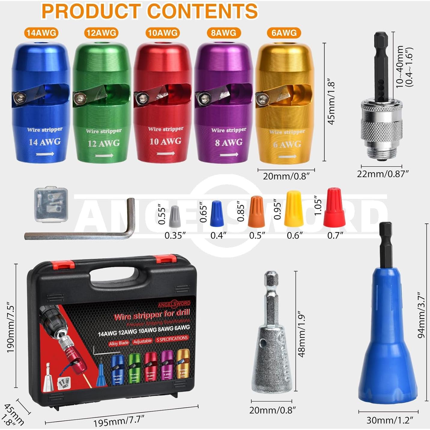 Juego de herramientas electricista ANGELSWORD 5 pelacables 6-14 AWG