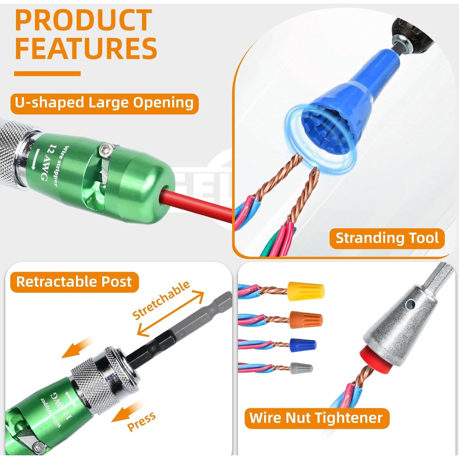 Juego de herramientas electricista ANGELSWORD 5 pelacables 6-14 AWG