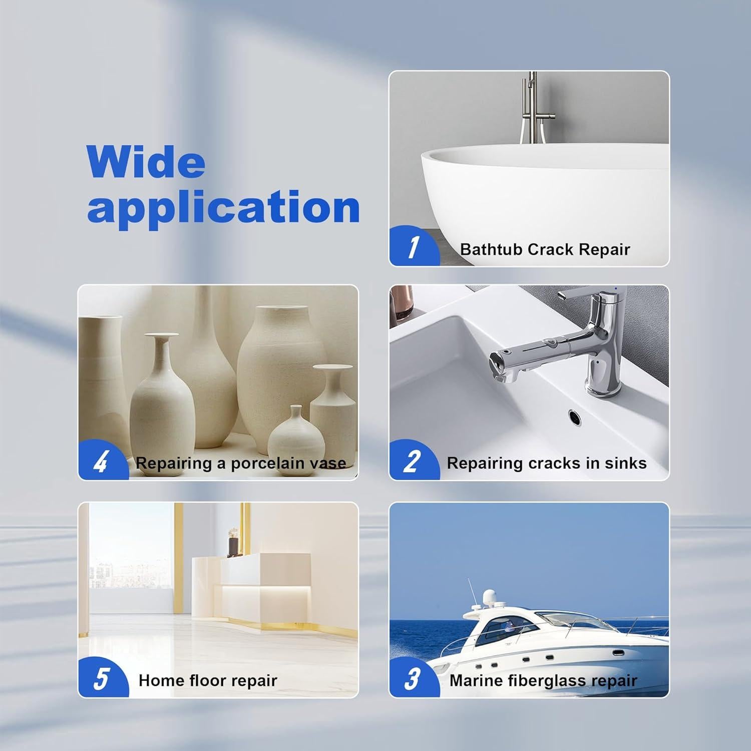 Kit de Reparación de Baños Afcancihe 108g - Fibra de Vidrio y Cerámica