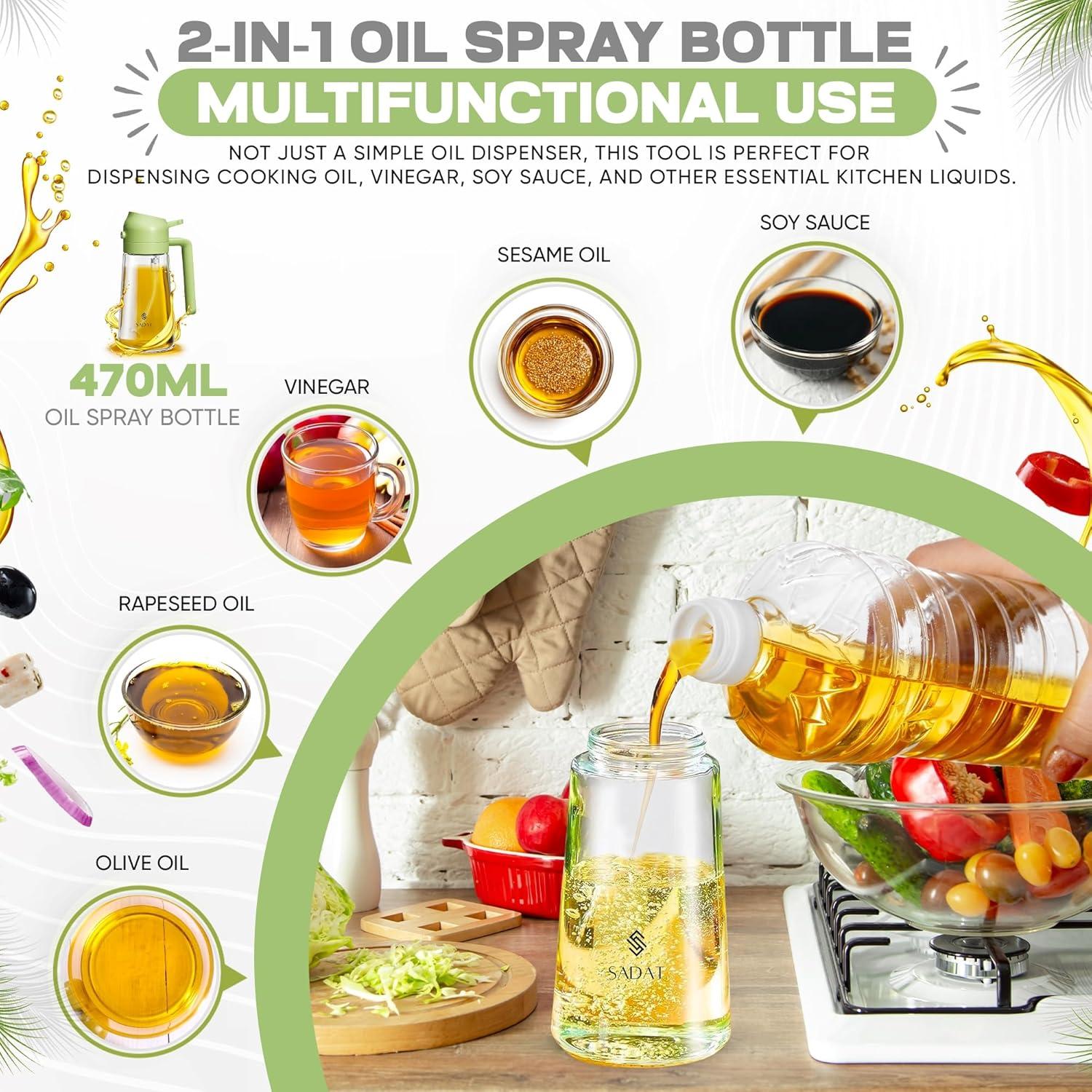 Rociador de Aceite SADAT 470ml Vidrio Grado Alimenticio