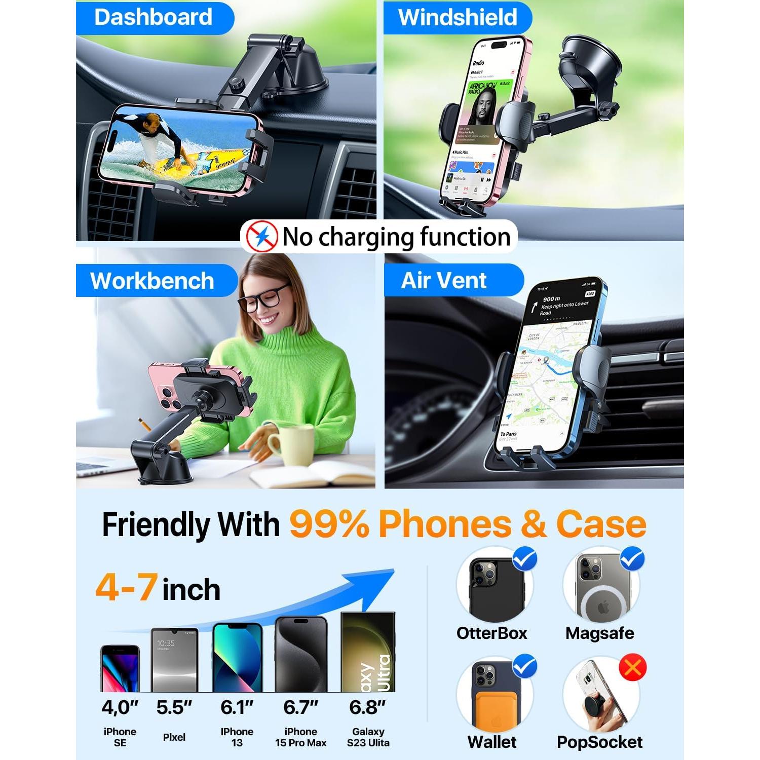 Soporte para Teléfono de Auto HTU Universal Negro 2024